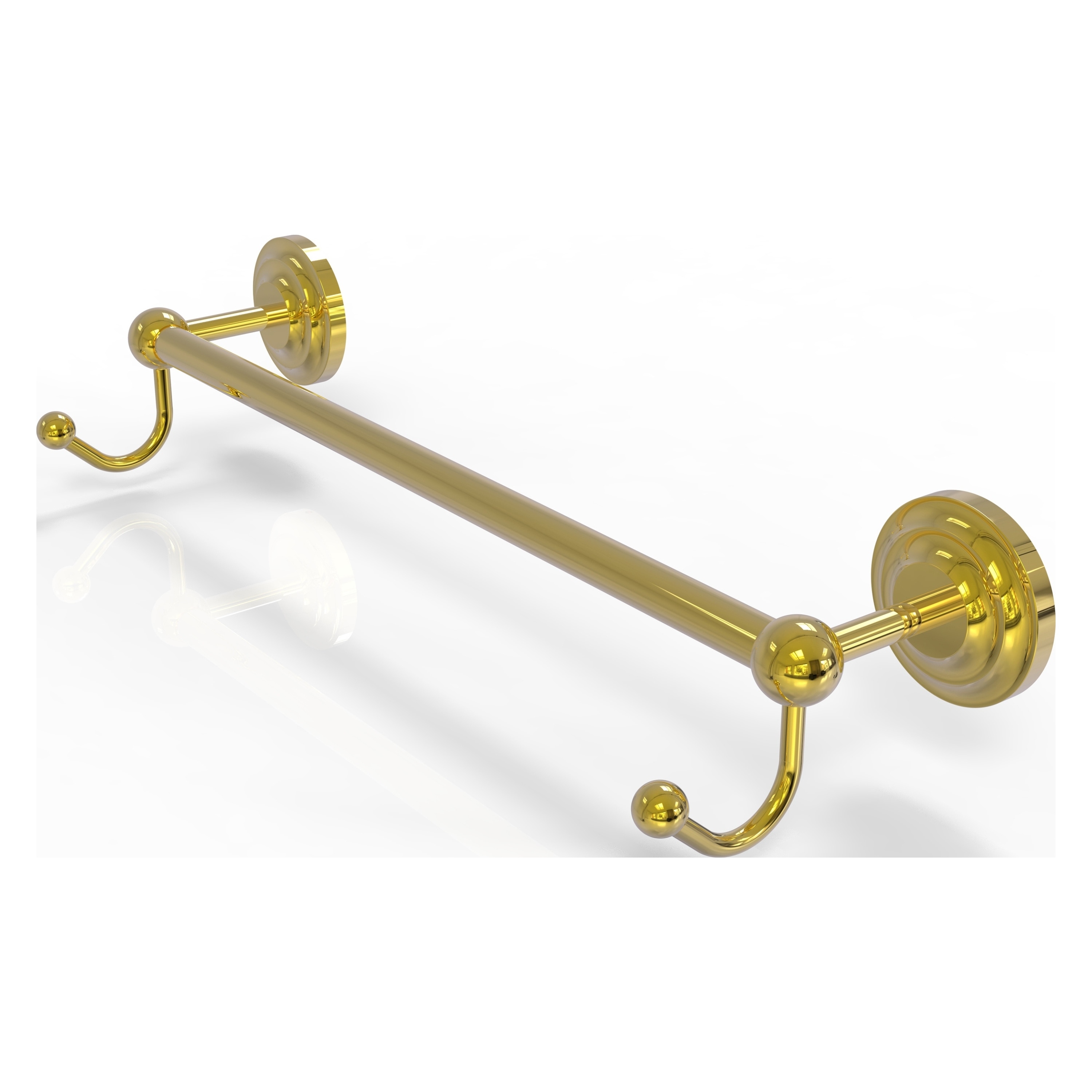 Allied Brass PQN-41-18-HK-PB Prestige Que New 18-in Polished Brass Wall mount Single Towel Bar