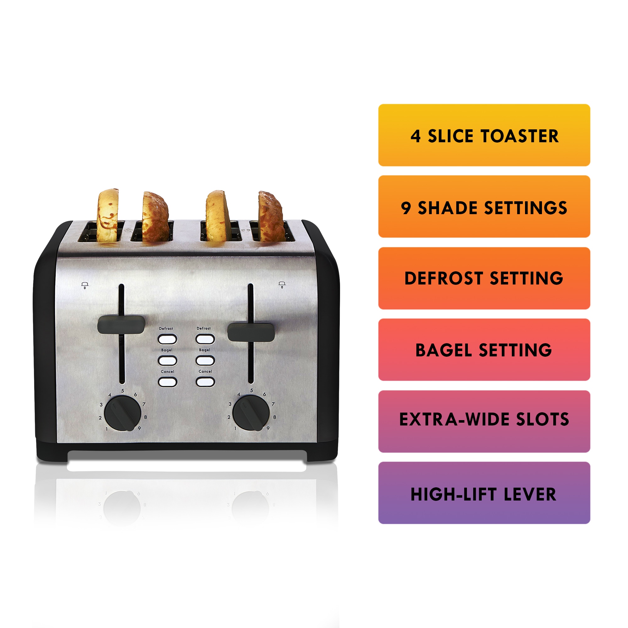 Elite 4-Slice Chrome 1300-Watt Toaster at