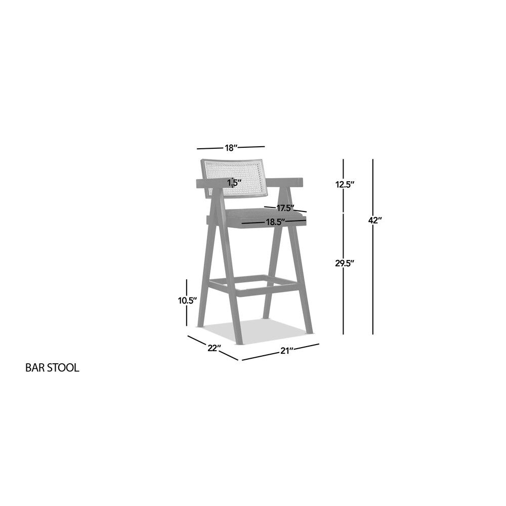 Milan Ebony Black Bouclé & Natural Wood Bar Stool Set of 3