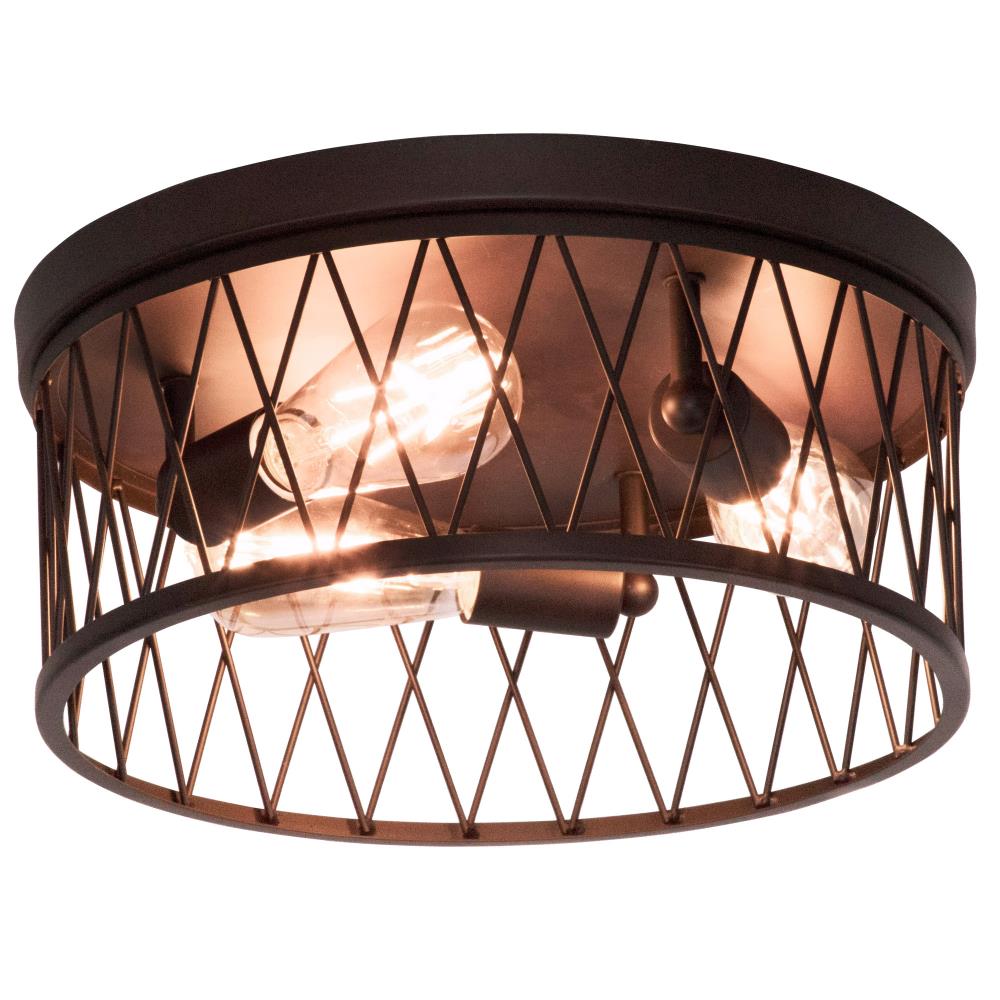 Arris Vintage Bronze 14.5" Drum Flush Mount Ceiling Light