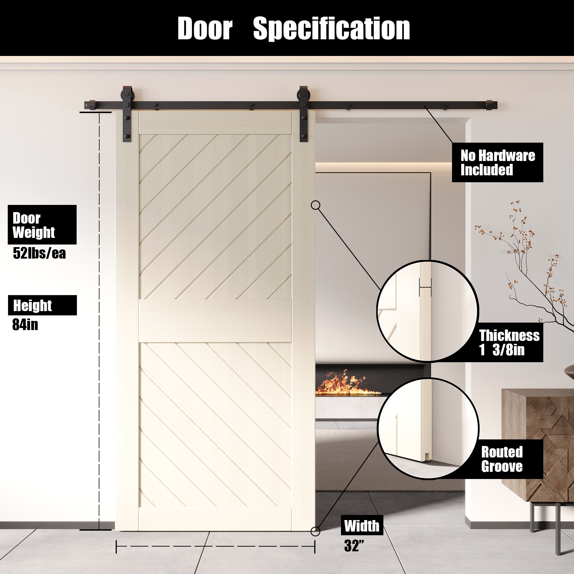 HOMACER XT3-3284-TG Barn-Doors - View #2