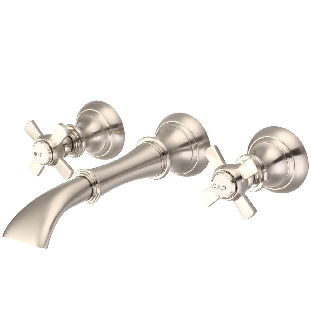 Water Creation F4-0004-02-FX F4 Brushed Nickel Wall-mount 2-handle Waterfall Commercial/Residential Handle Bathroom Sink Faucet