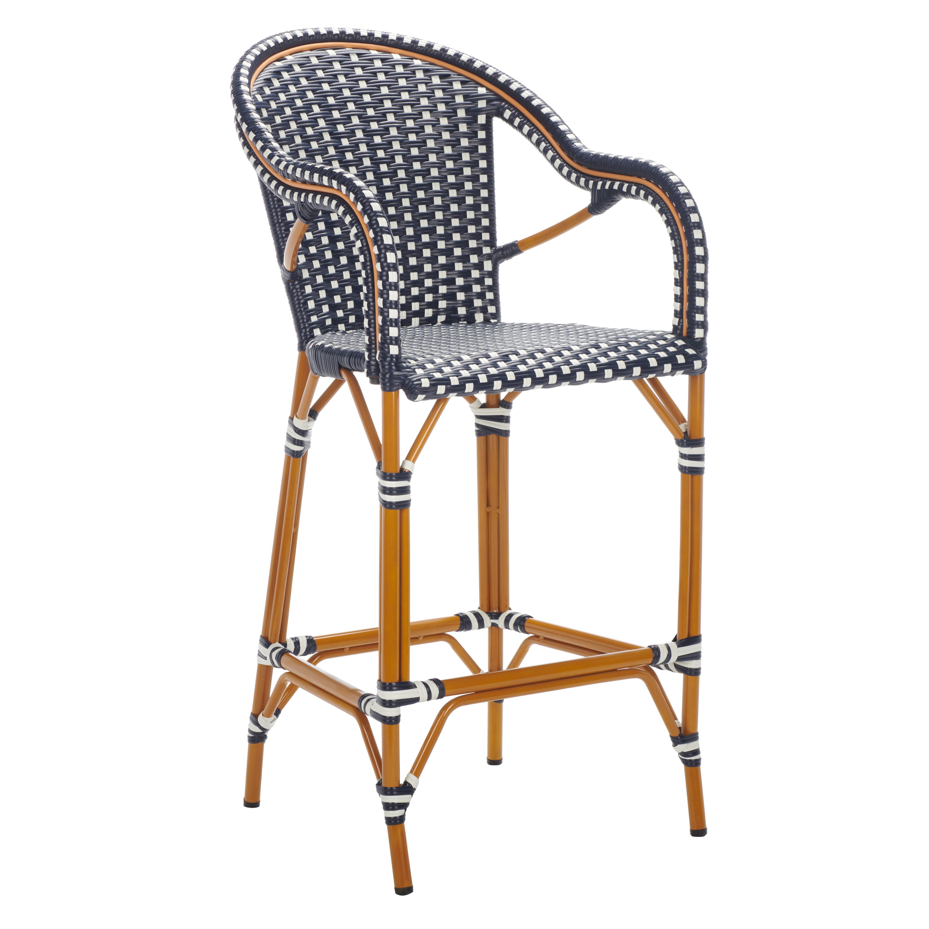 California Chic Navy & White Aluminum Outdoor Bar Stool
