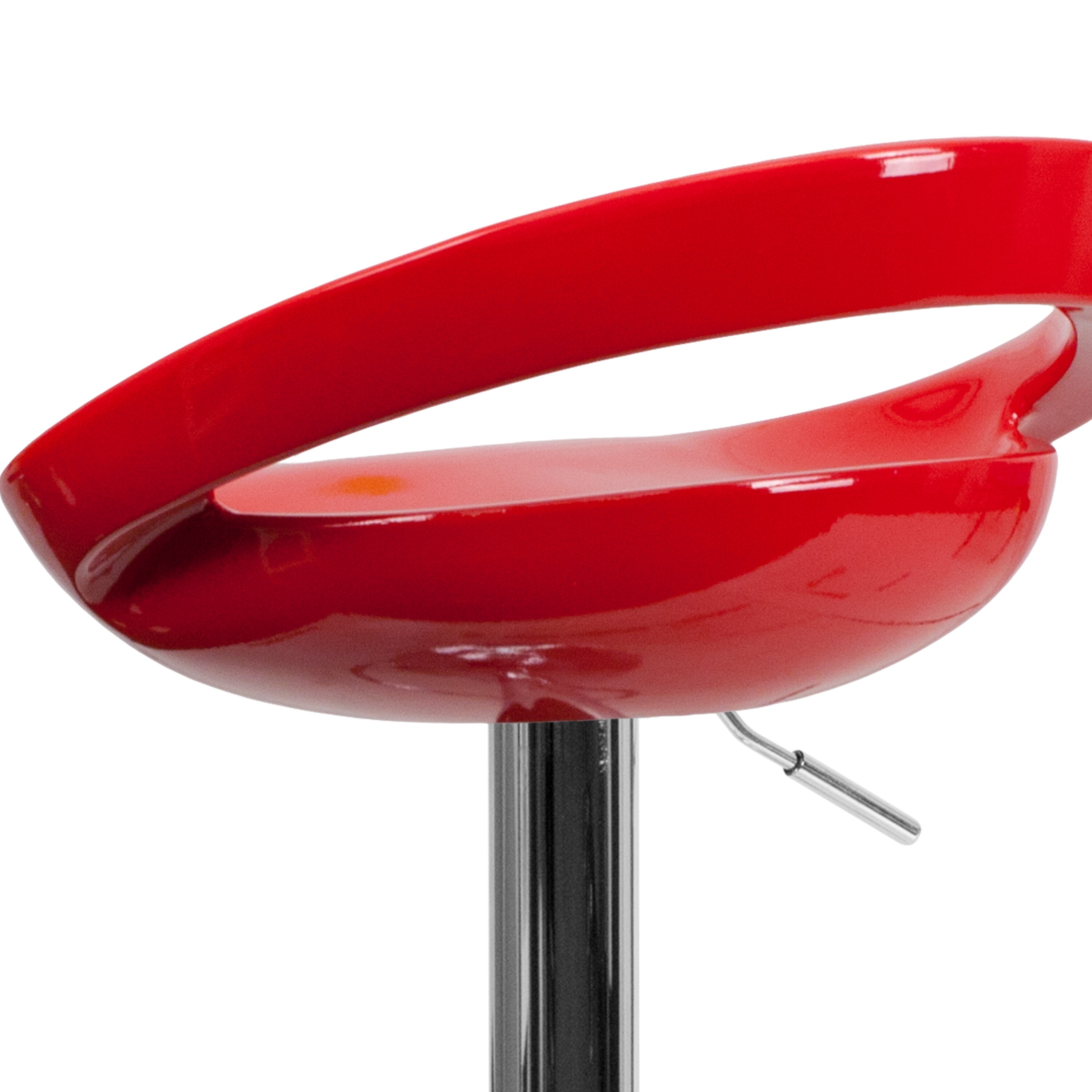 Modern Red Adjustable Swivel Barstool with Chrome Base