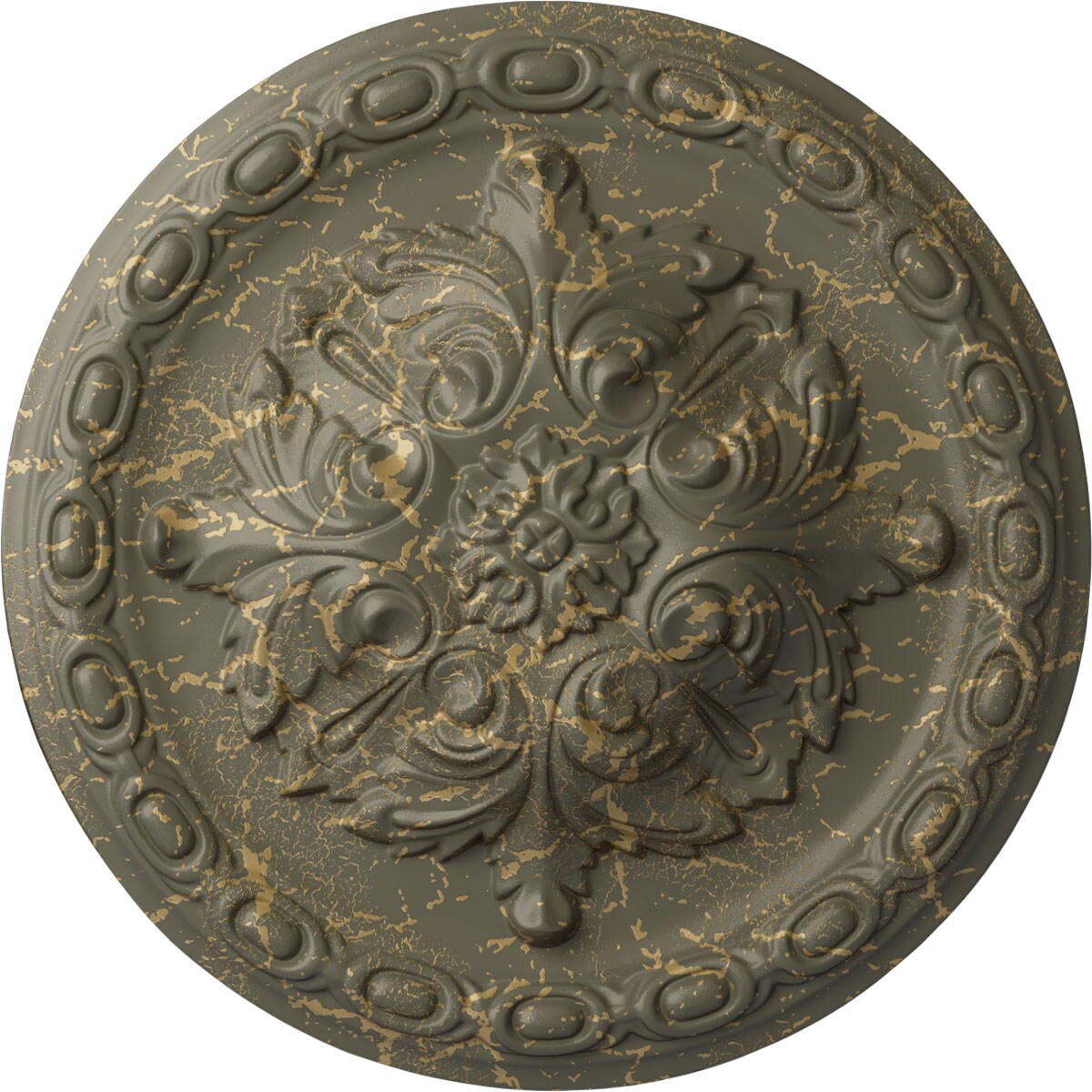 Ekena Millwork CM11ACWHC Acanthus 11.375-in W x 11.375-in L Painted Witch Hazel Crackle Polyurethane Whole Ceiling Medallion
