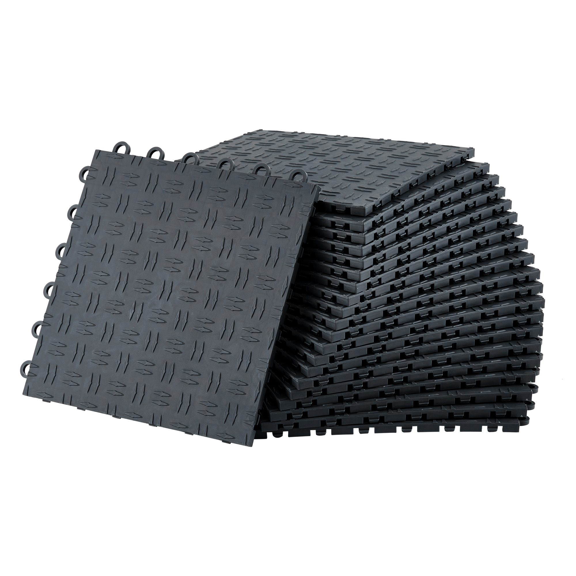GarveeLife Interlocking Garage Floor Tiles 12 x 12 x 0 53 Inch Black 50 Pack PP Modular Floor Covering for Garage Workshop and Storage