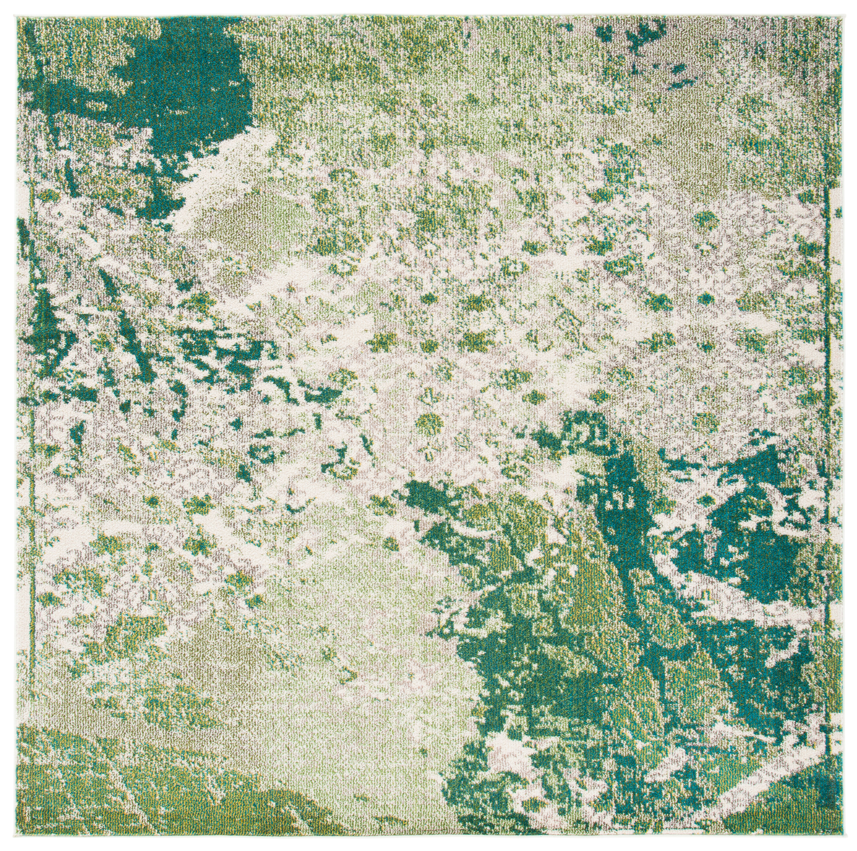 Safavieh MAD499Y-7SQ Madison 7 x 7 (ft) Loomed Polypropylene Green/Ivory Square Indoor Abstract Bohemian/Eclectic Area rug