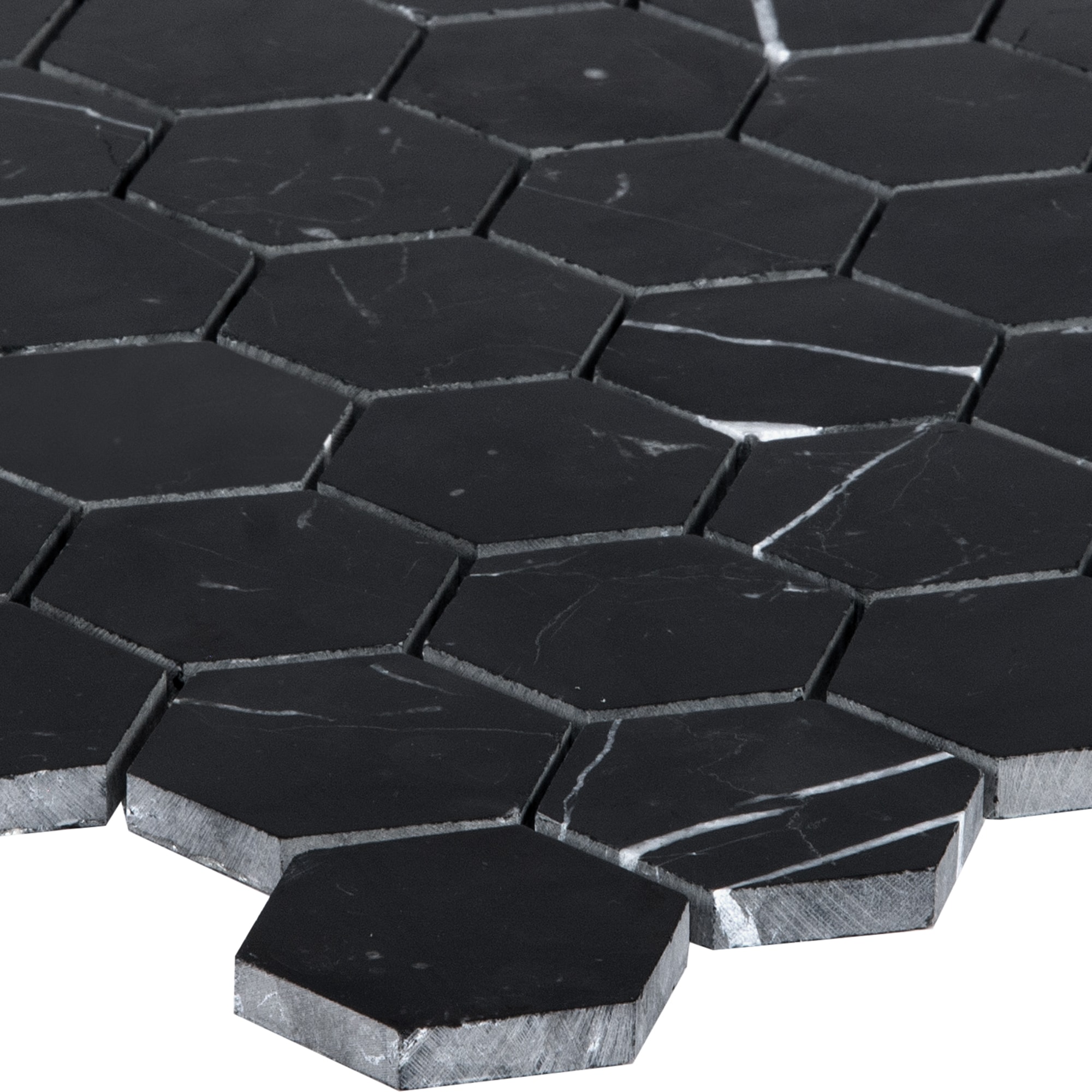 Satori Nero 12-in x 12-in Polished Natural Stone Marble Hexagon Marble Look  Wall Tile (0.96-sq. ft/ Piece) in the Tile department at