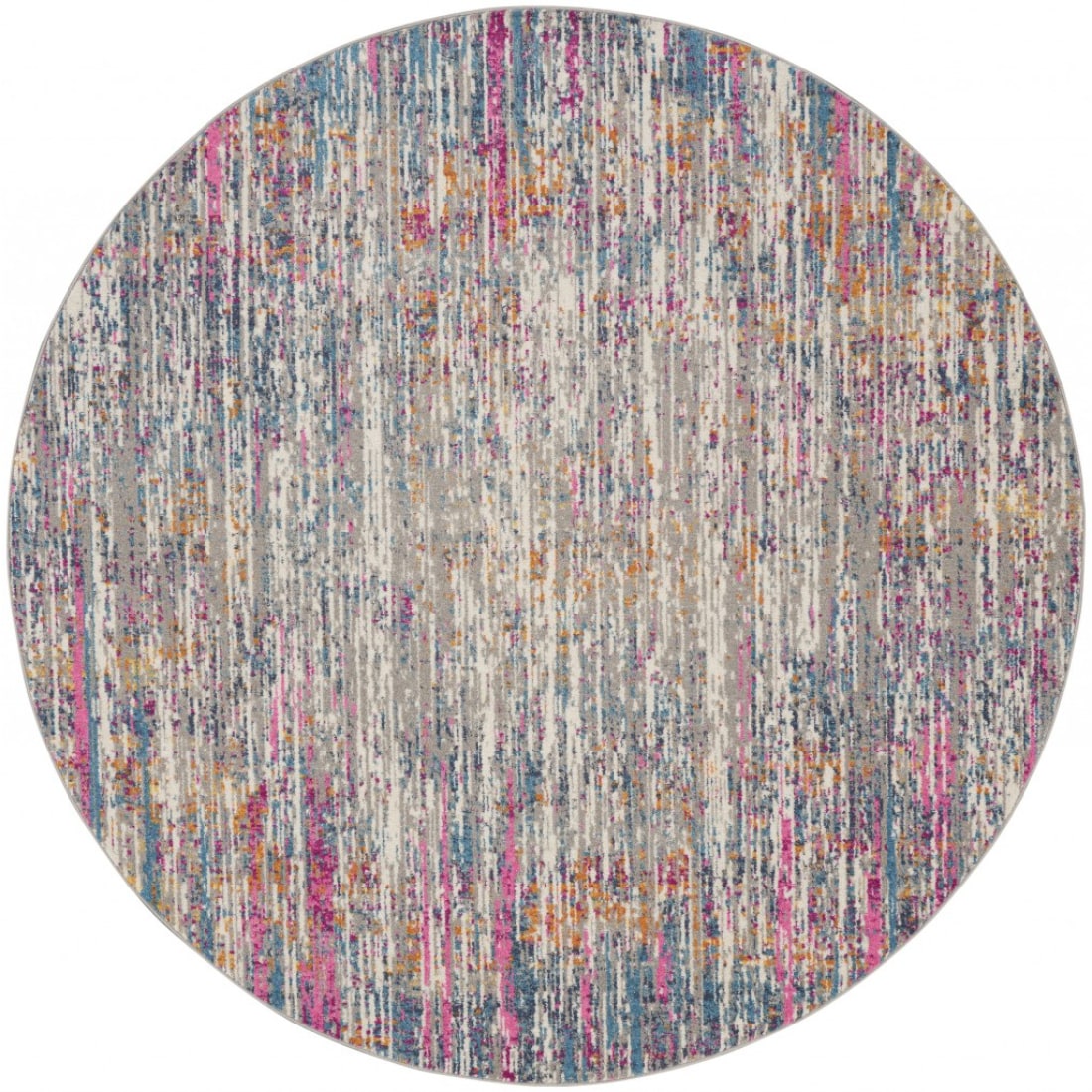 HomeRoots 4000385351 4 x 4 (ft) Loomed Polypropylene Ivory Multi Round Indoor Abstract Area rug