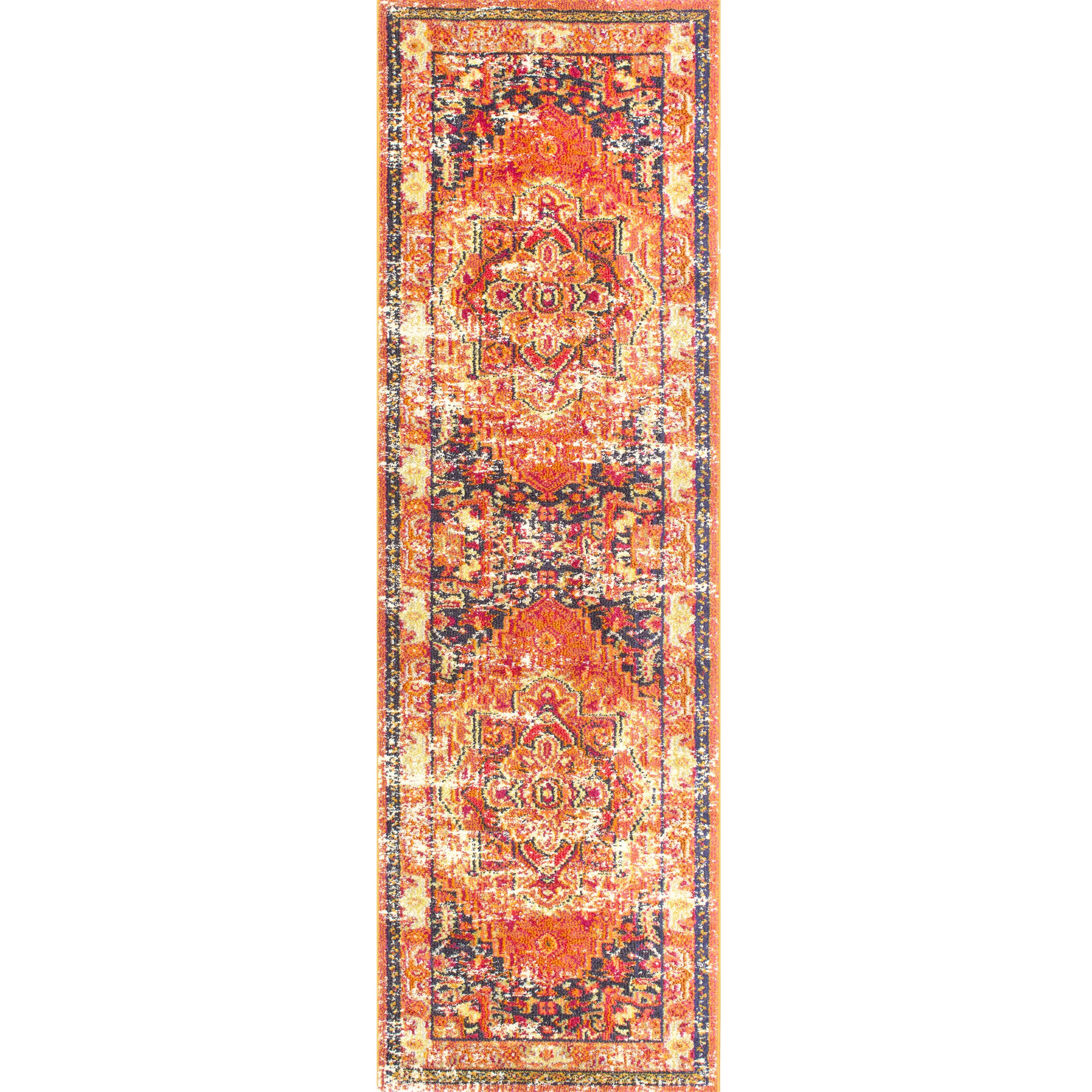 nuLOOM KKCB10B-2606 Mackenzie 2 x 6 (ft) Loomed Polypropylene Orange Rectangular Indoor Medallion Runner rug