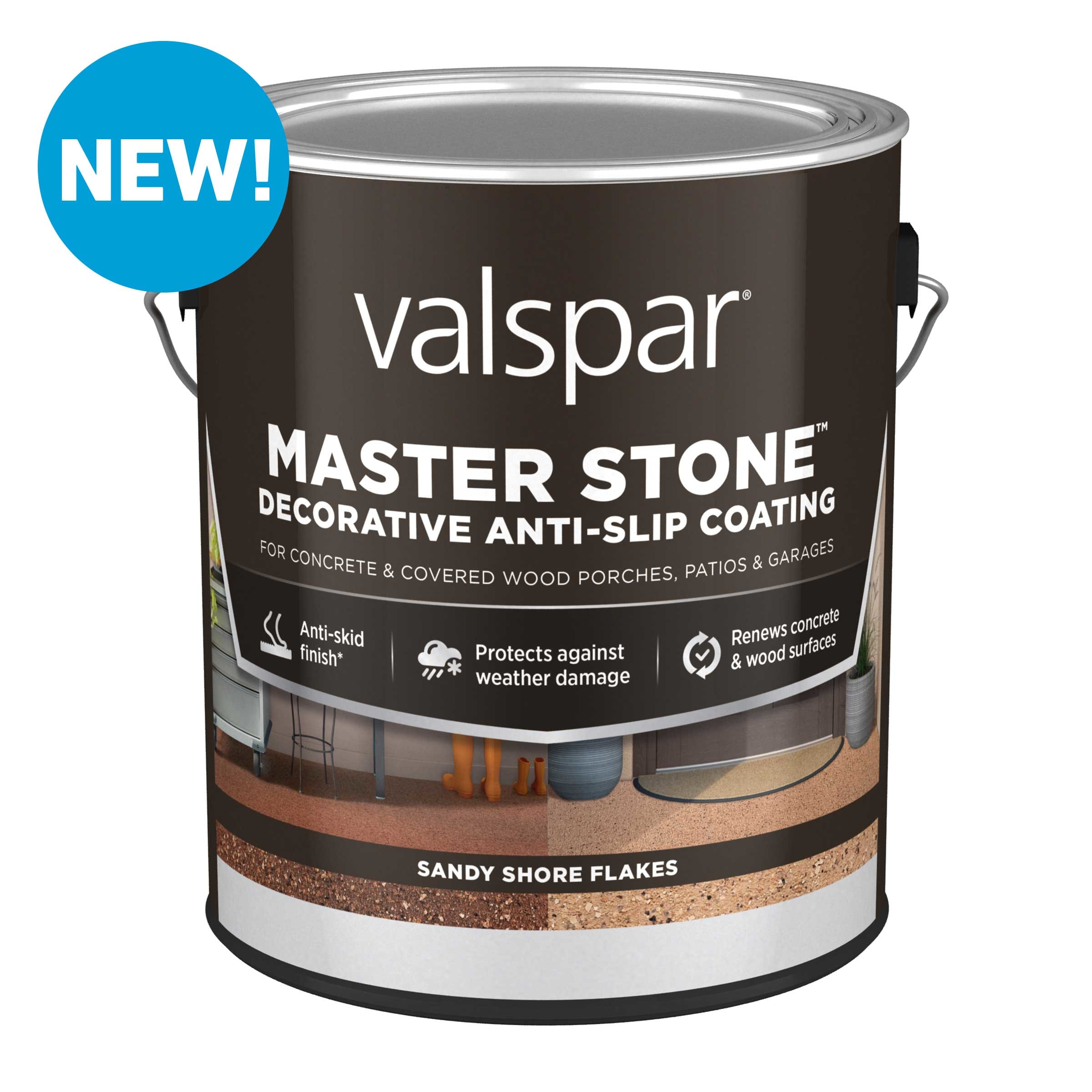 Valspar 009.0083076.007 Master Stone 1-part Base 4, Sandy Shore Flakes Acrylic Concrete and Garage Floor Paint ( 1-gallon )