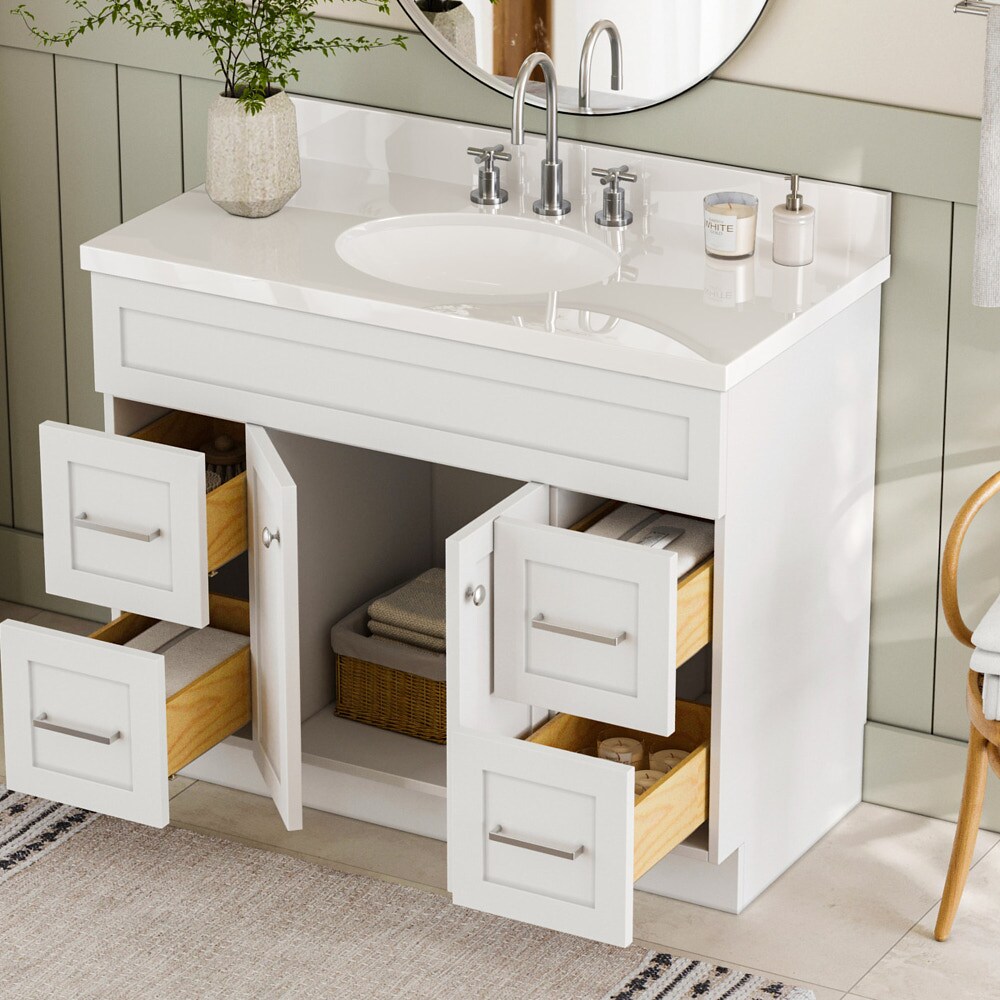 ARIEL Hamlet 42-in White Undermount Single Sink Bathroom Vanity with ...