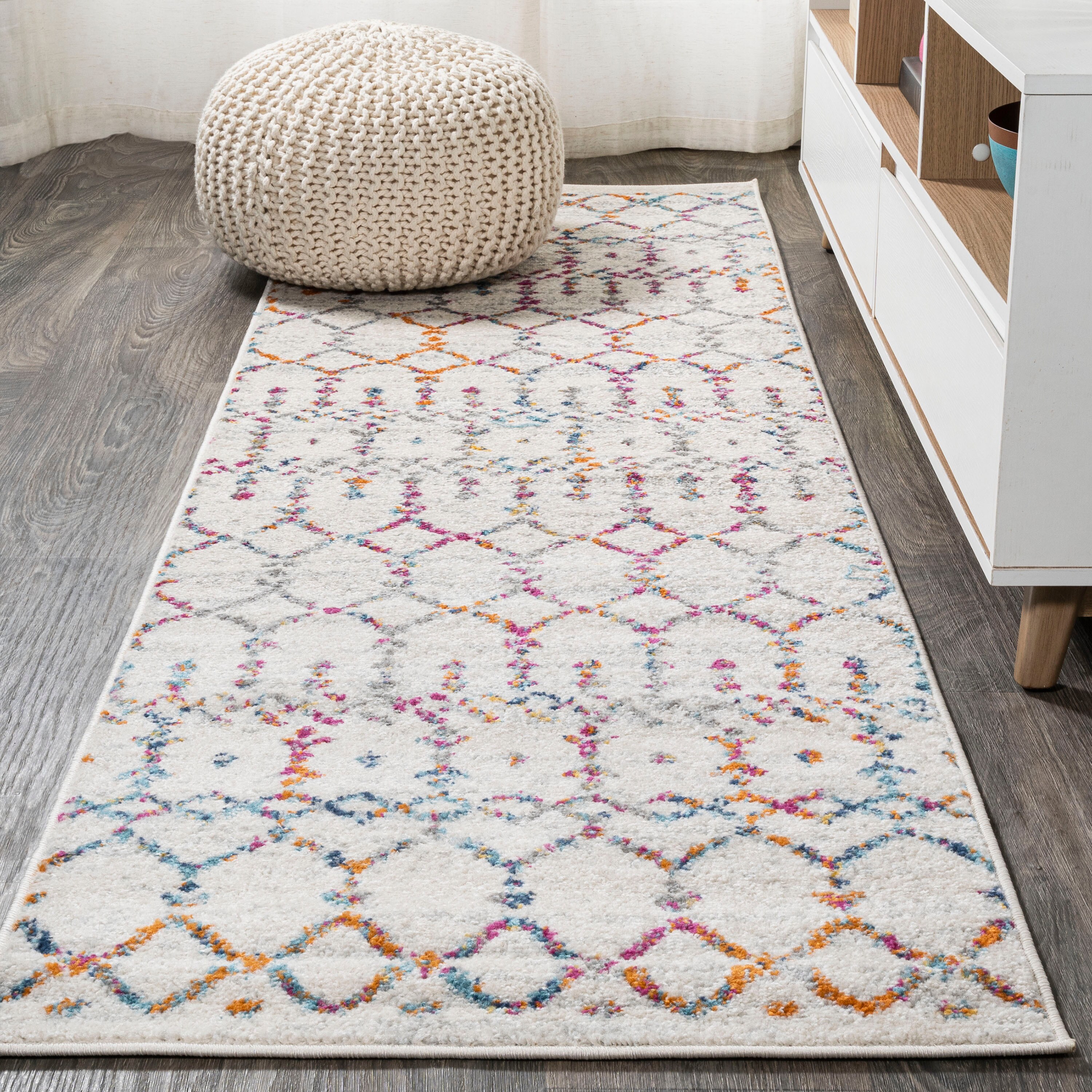 Light Gray Vinyl Floor Mat With Boho Design. North African Berber Art in  Beige and Gray. Tribal Moroccan Design. Kitchen Rug, Area Rug. 