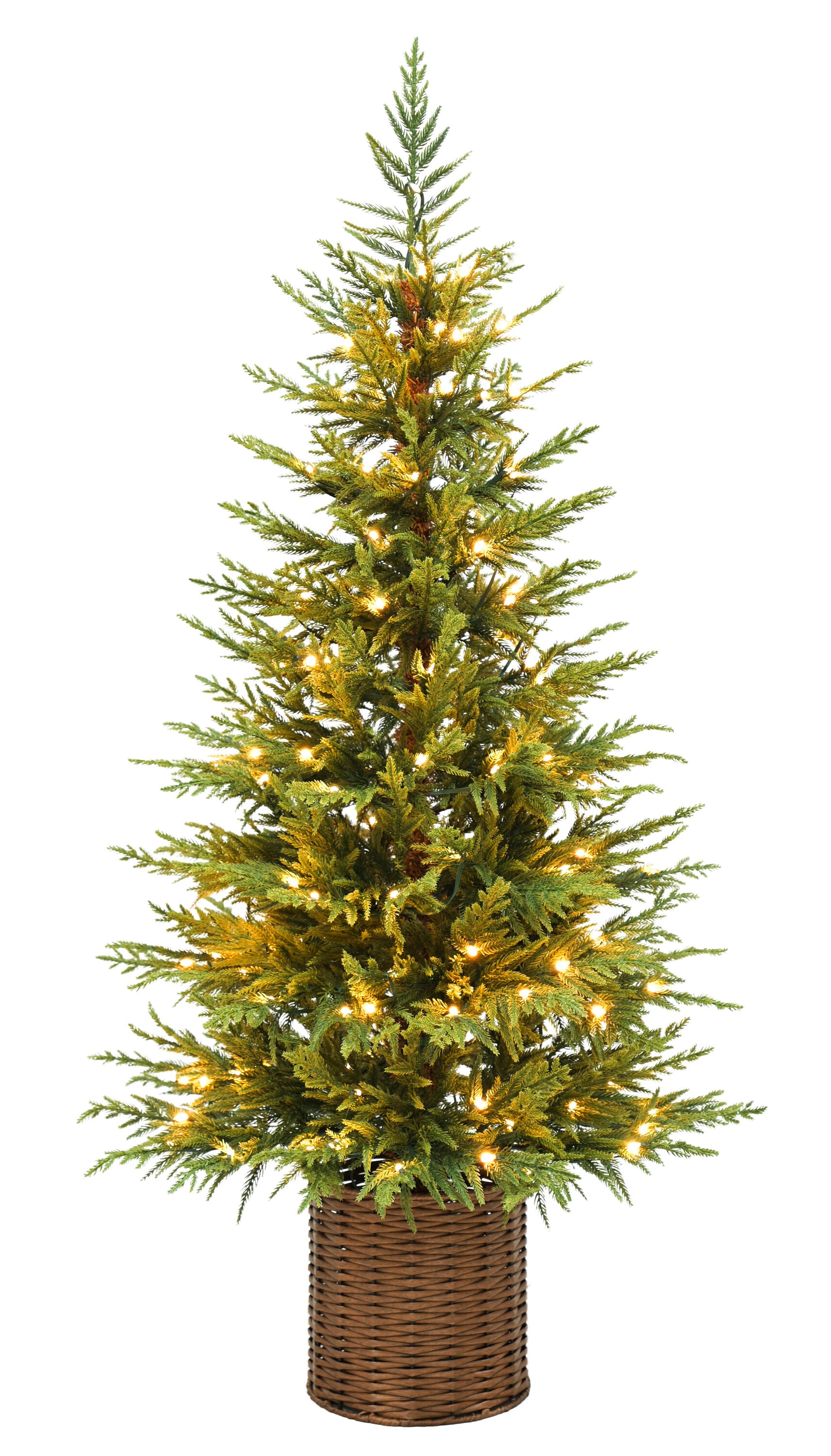 Holiday Living 4-ft LED Artificial Real Feel Pine Potted Christmas Tree 9 Light Functions Including Twinkle