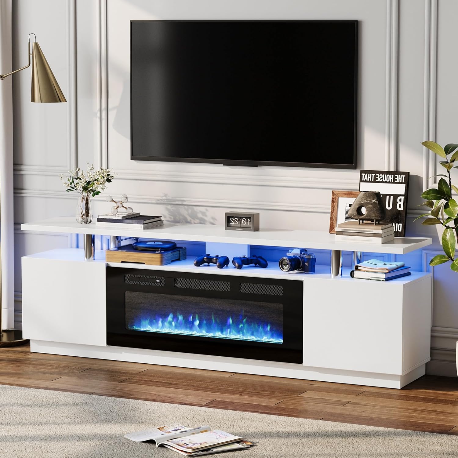 Garvee 70in Fireplace TV Stand with 36in Electric Fireplace Heater