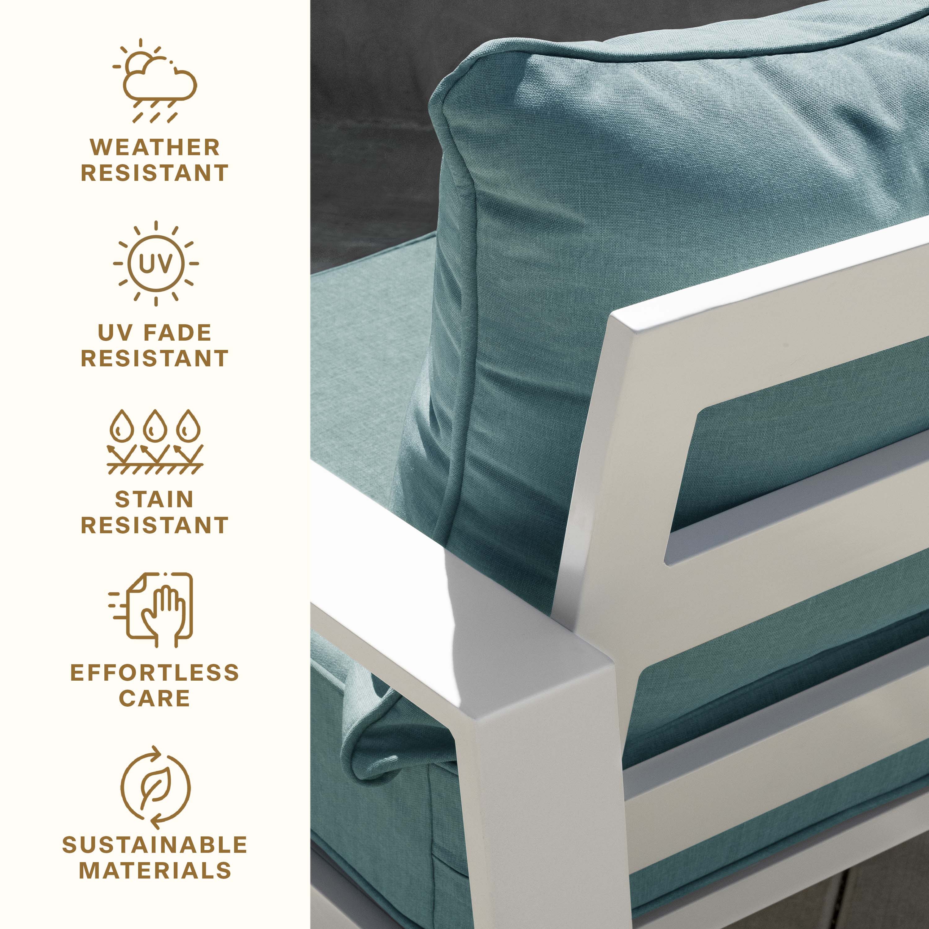 Textured Solid Coastal Blue Outdoor Deep Seating Chair Cushion Set