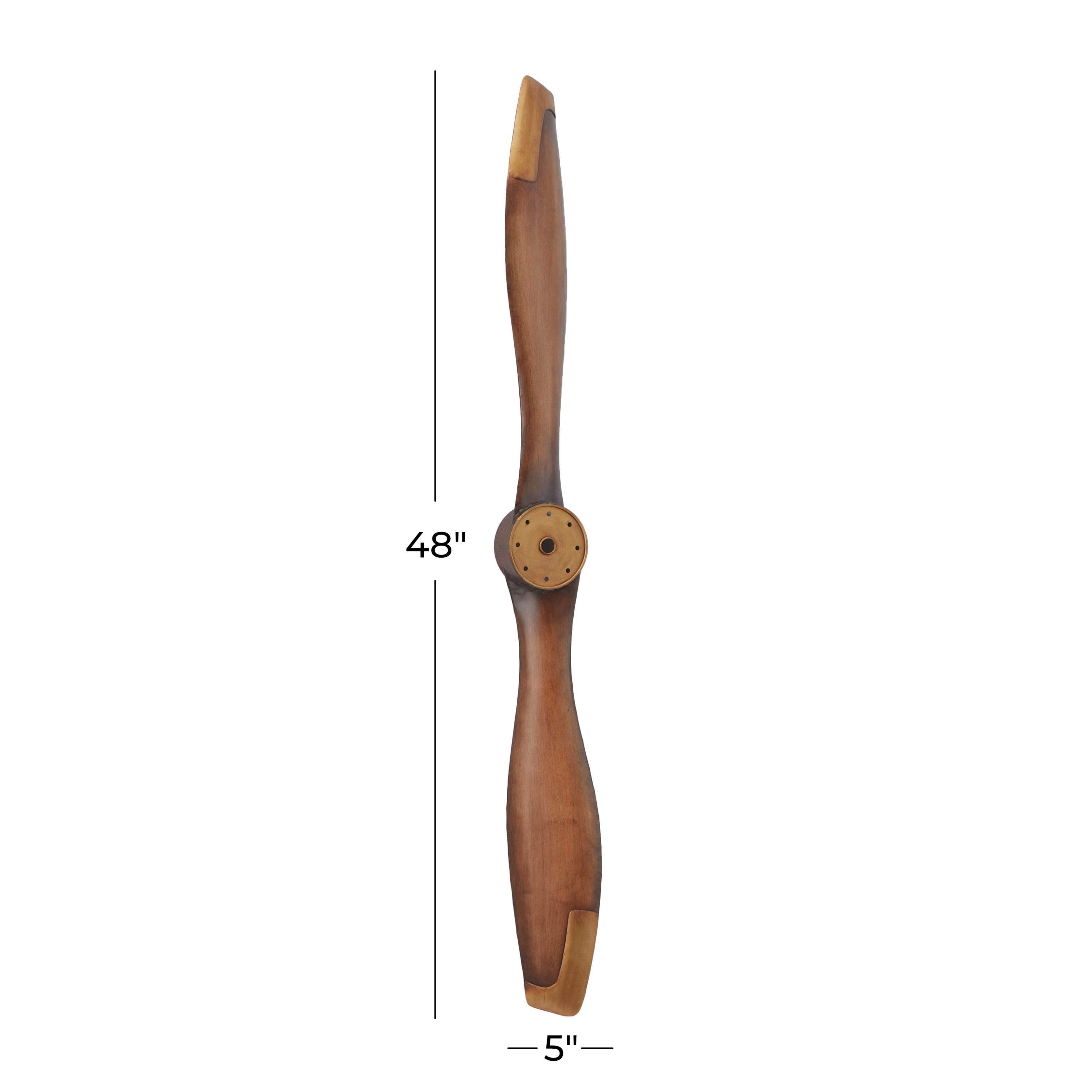Industrial Brown Metal Airplane Propeller Wall Art, 5" x 48"