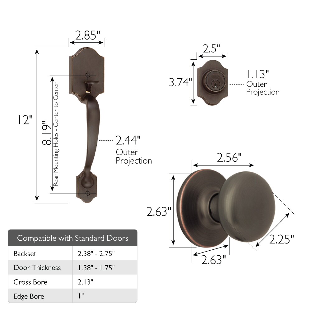 Oil Rubbed Bronze Door Handleset with Deadbolt and Knob
