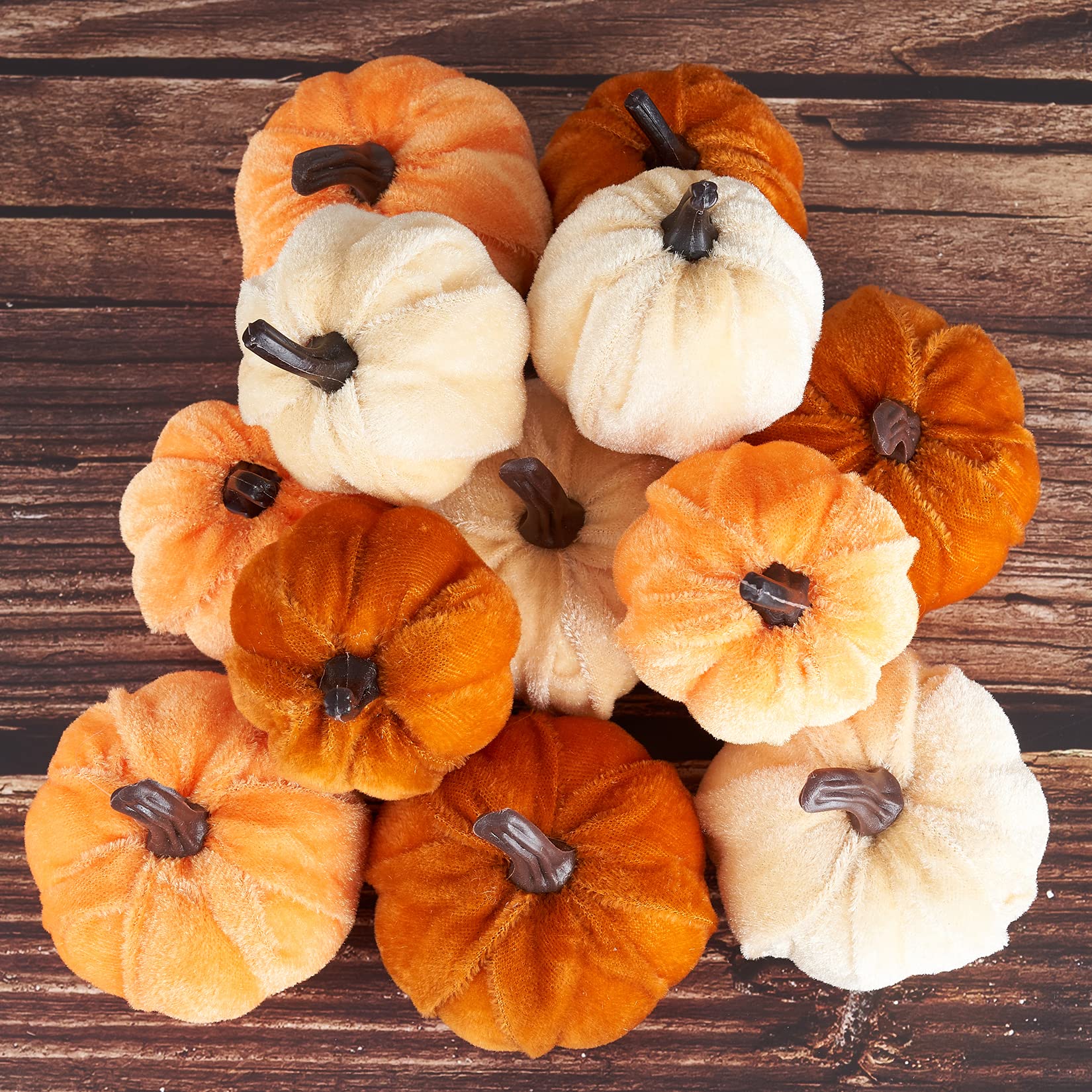 KIWDZFU  Velvet Pumpkin Decor 12pcs Artificial Faux Velvet Foam Fabric Pumpkins for Fall Home Farmhouse Harvest Thanksgiving Decoration