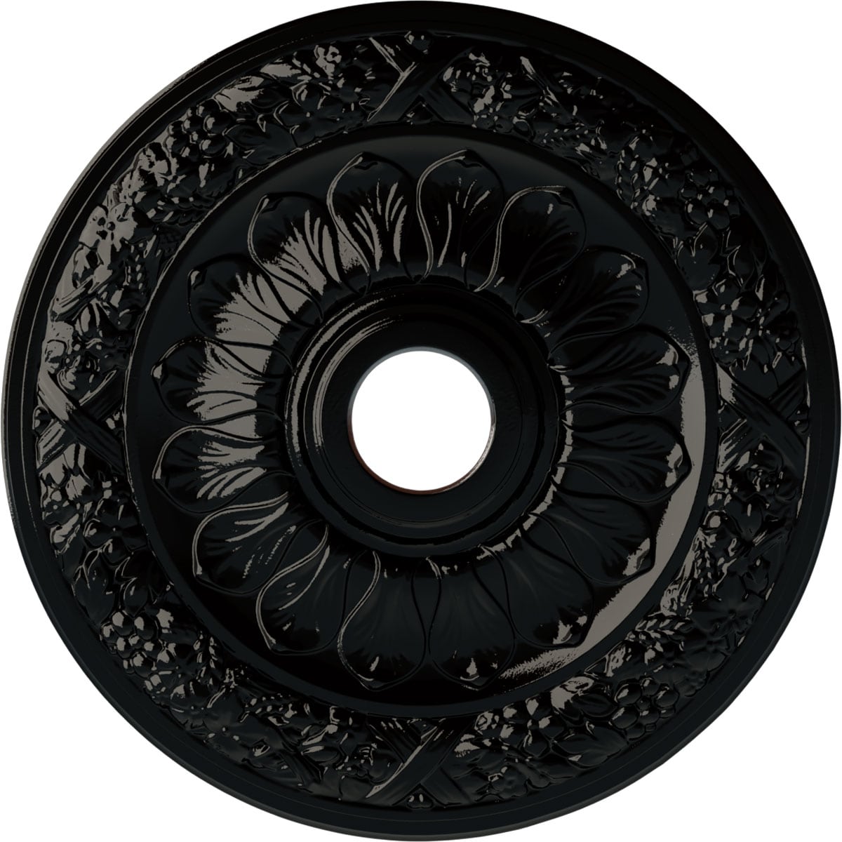 Ekena Millwork CM24SWBPS Swindon 24-in W x 24-in L Black Pearl Polyurethane Ceiling Medallion