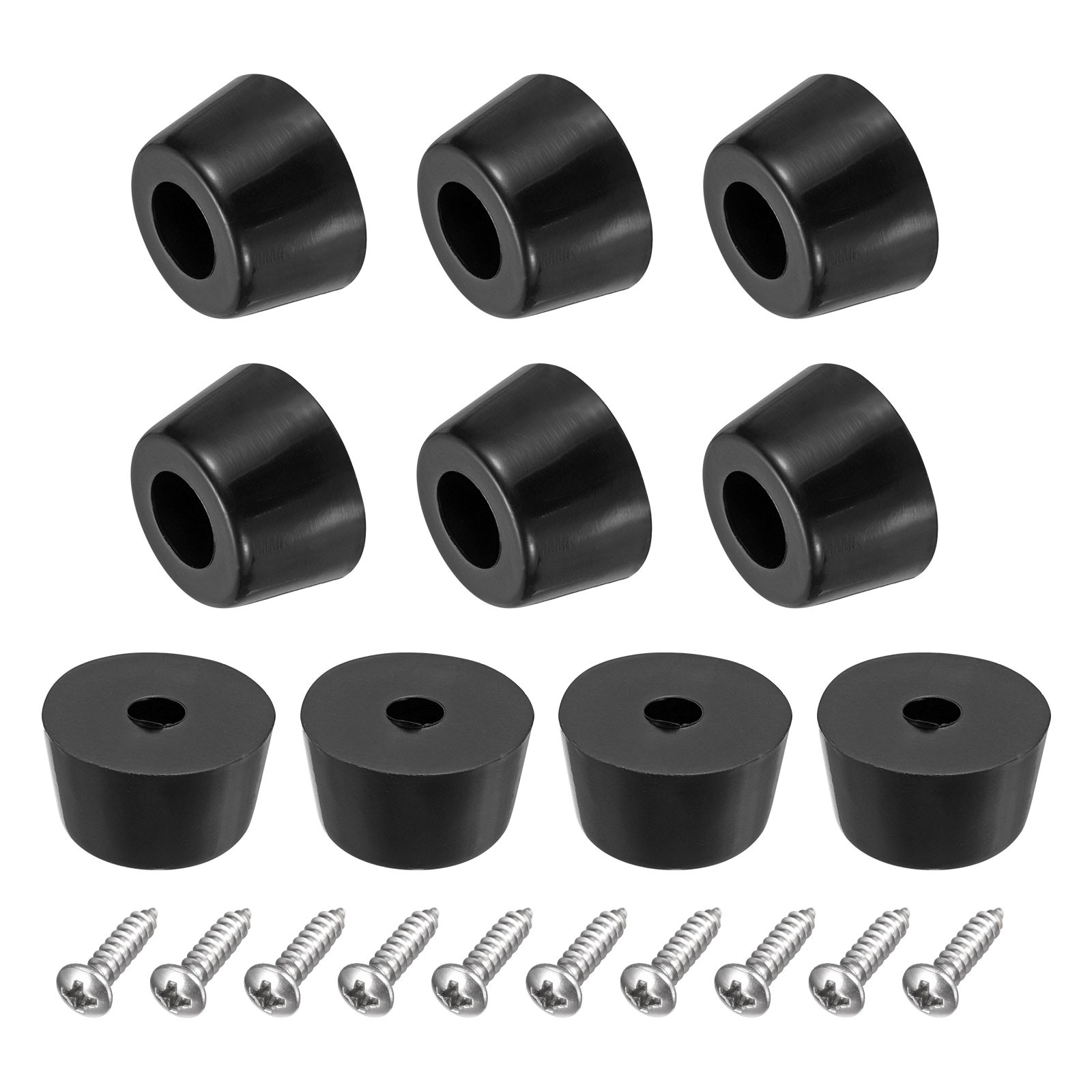 Unique Bargains - 18pcs Rubber Bumper Feet 0.43inch H x 0.75inch W Round Pads with Stainless Stee...