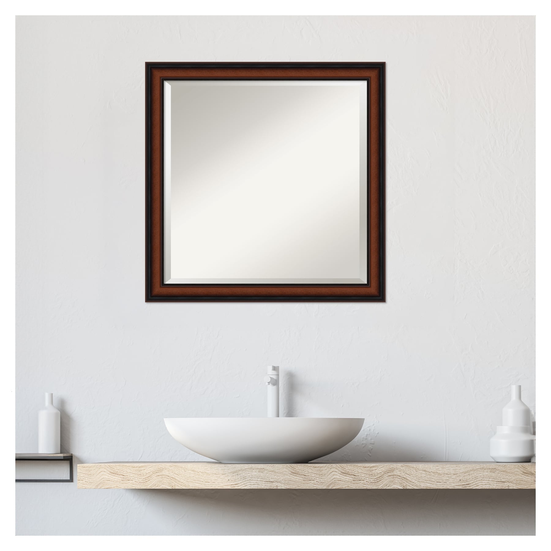 Amanti Art Cyprus Walnut Frame 23.12-in x 23.12-in Bathroom Vanity ...