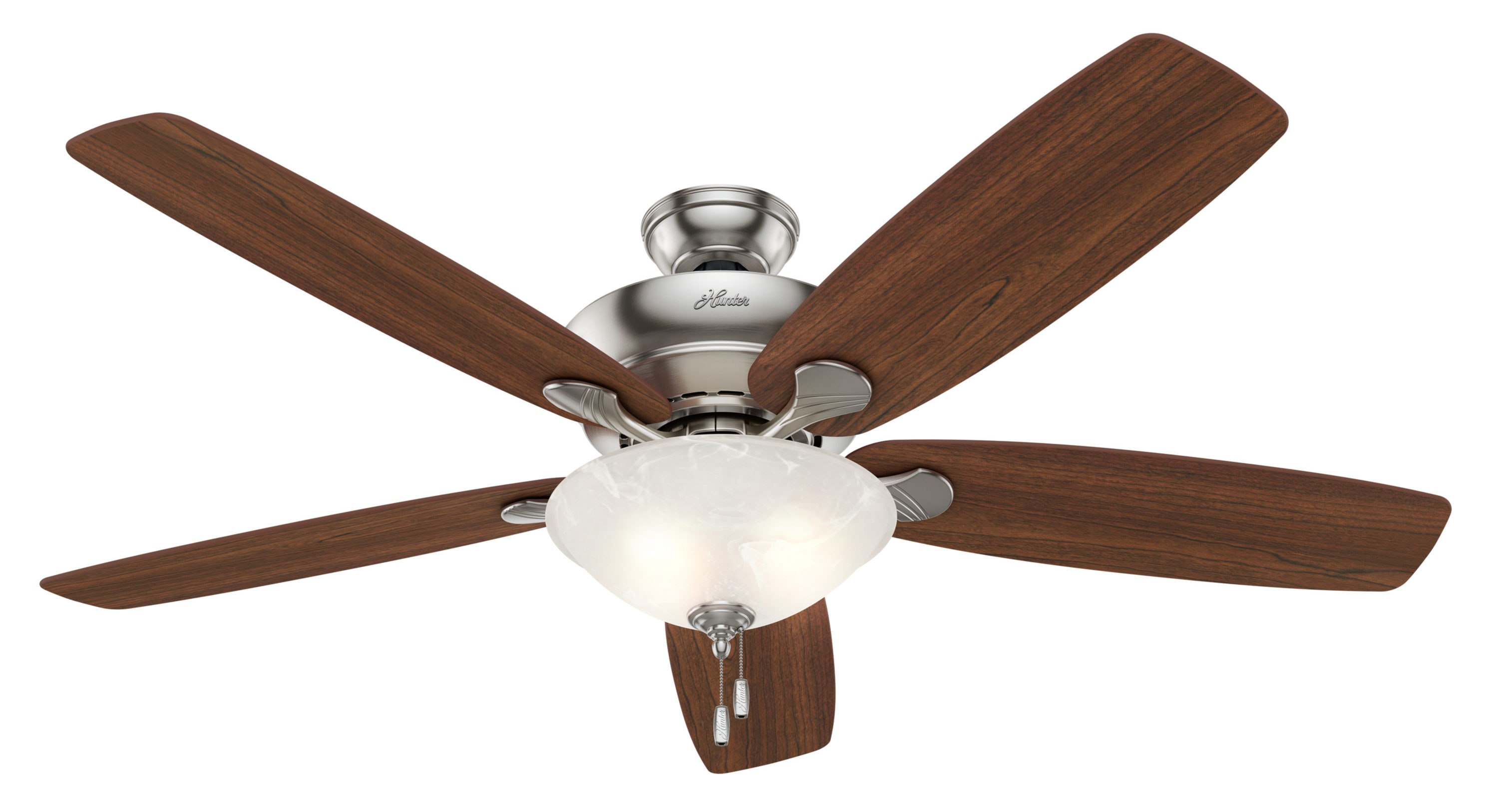 with Fan or (5-Blade) Flush Nickel Regalia Brushed Ceiling 60-in Downrod Hunter Mount at Light Indoor