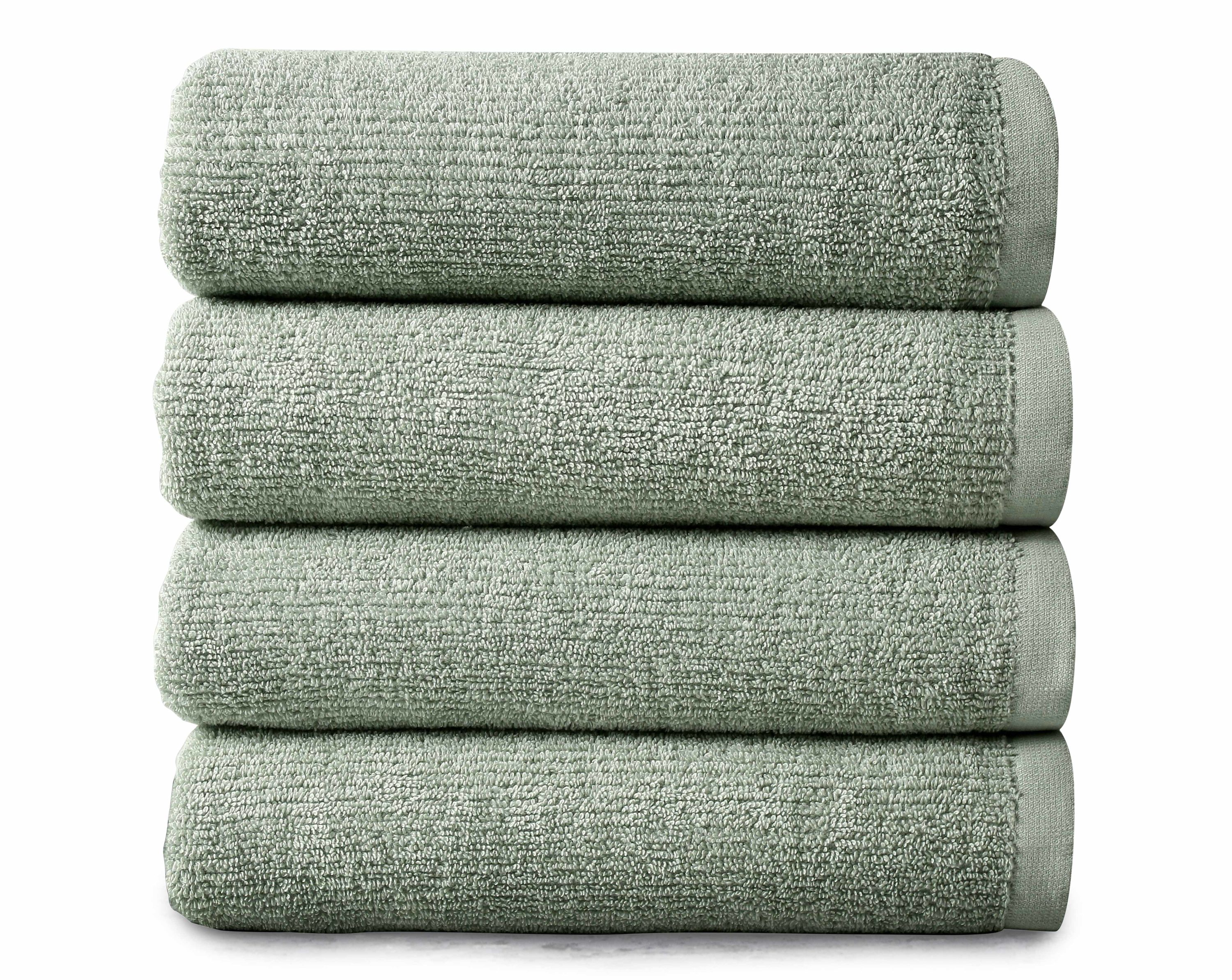 Ring Spun Cotton Bath Towels for Family, Set of 4, Mint Green