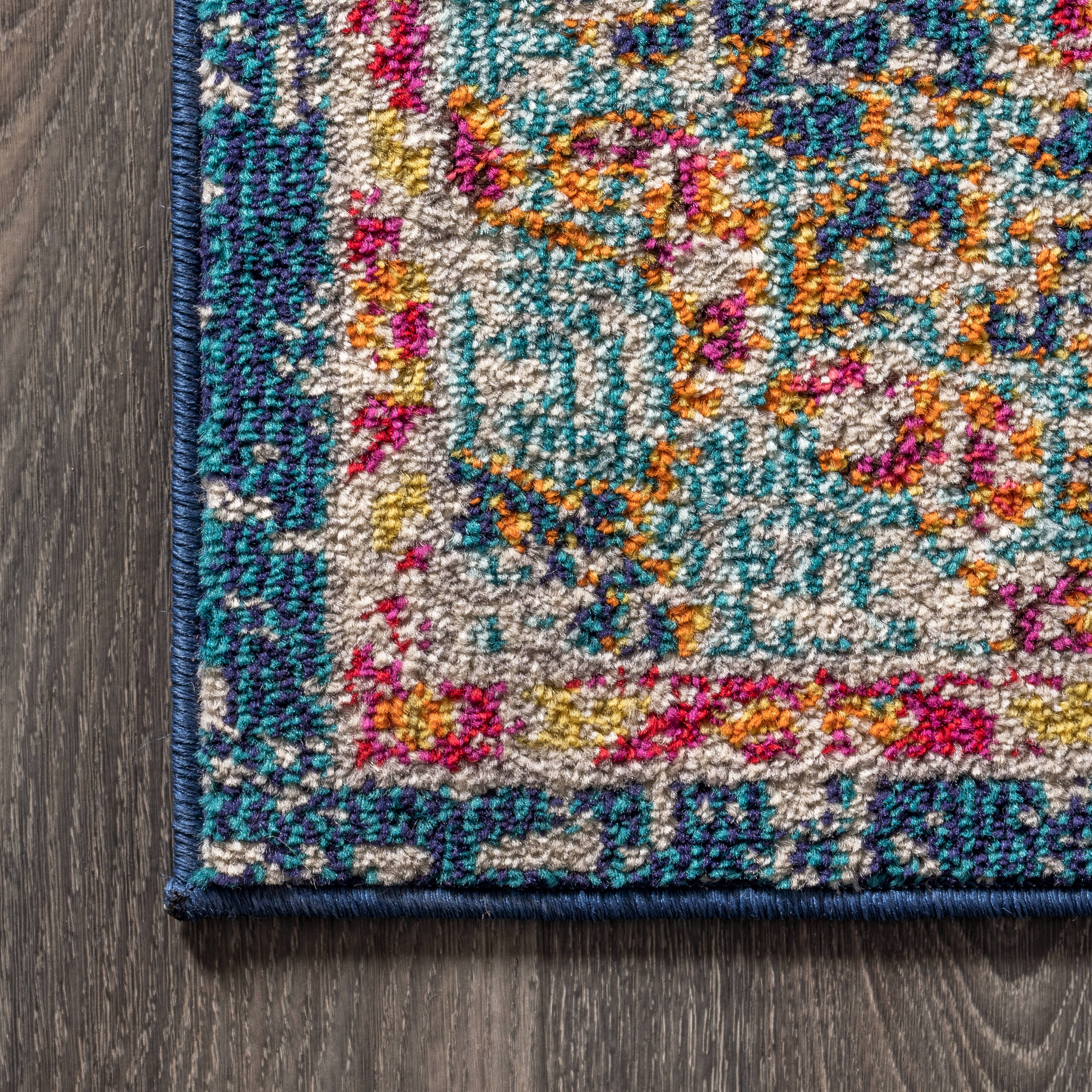 Cream and Orange Medallion Synthetic 4' x 6' Area Rug