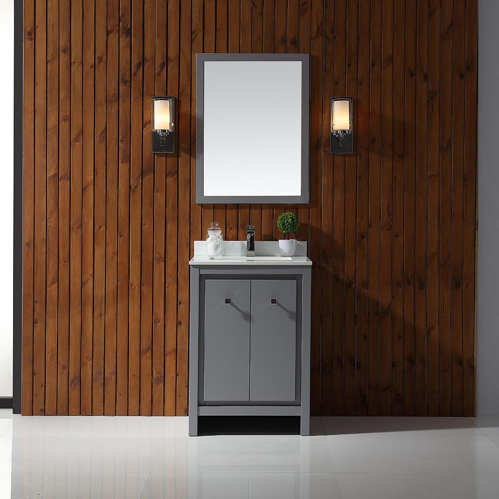 OVE Decors Kevin 60-in Pebble Gray Double Sink Bathroom Vanity with Pure White Cultured Marble Top