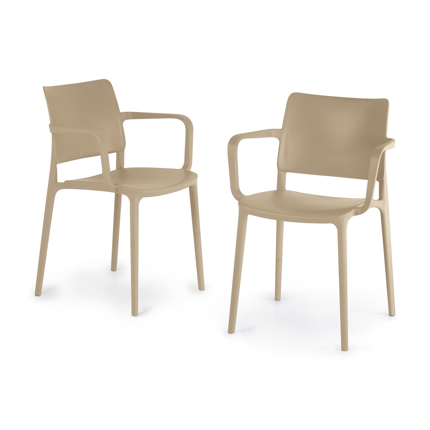 World Rug Gallery JK8050TAUPE2 SeriesW1 Set of 2 Stackable Orange Resin Frame Stationary Dining Chair with Solid Seat