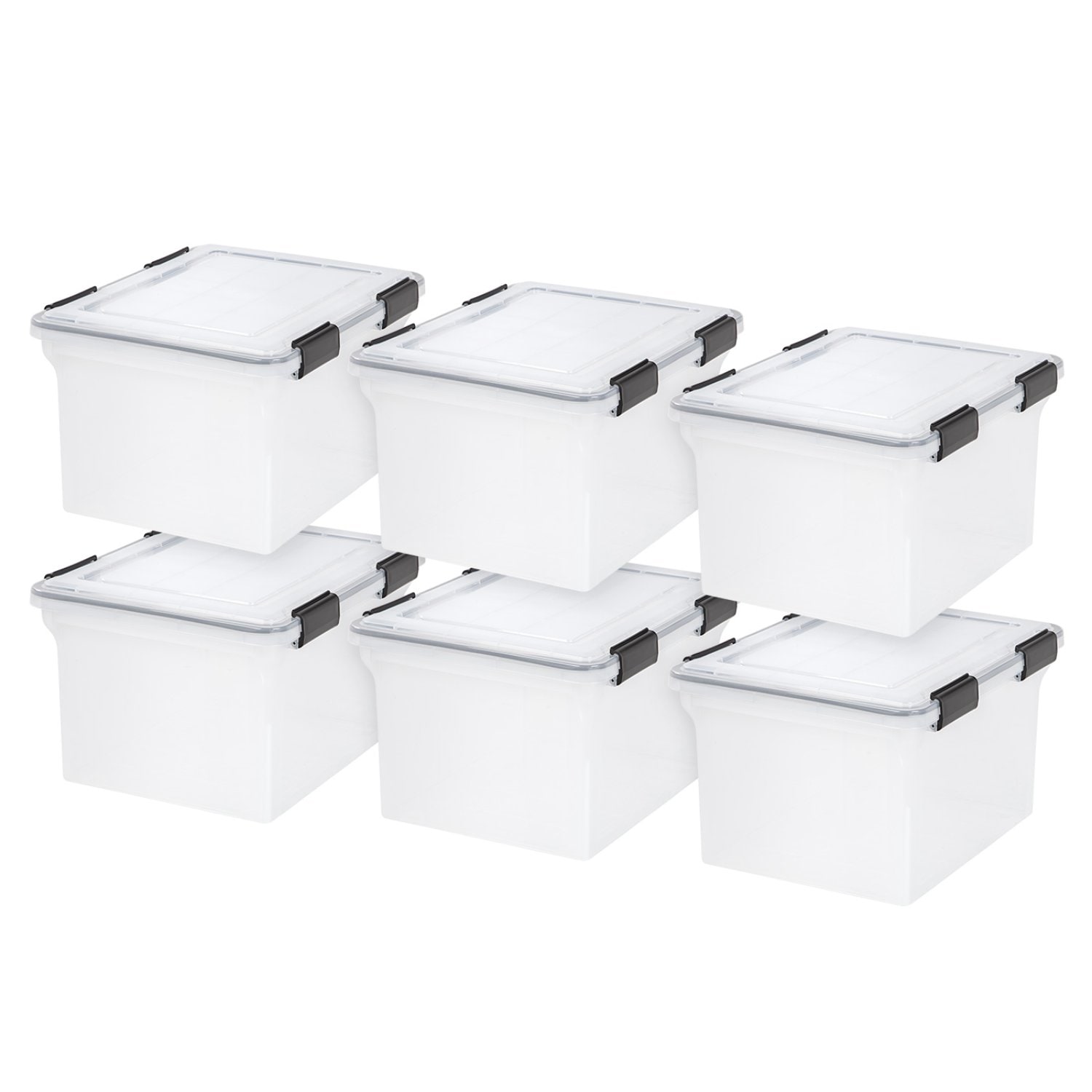 IRIS 585250 6 -Pack Letter and Legal-Size File Storage Box with Airtight Lid Medium 8 -Gallons ( 32 -Quarts ) Clear Weatherproof Stackable Tote with Latching Lid