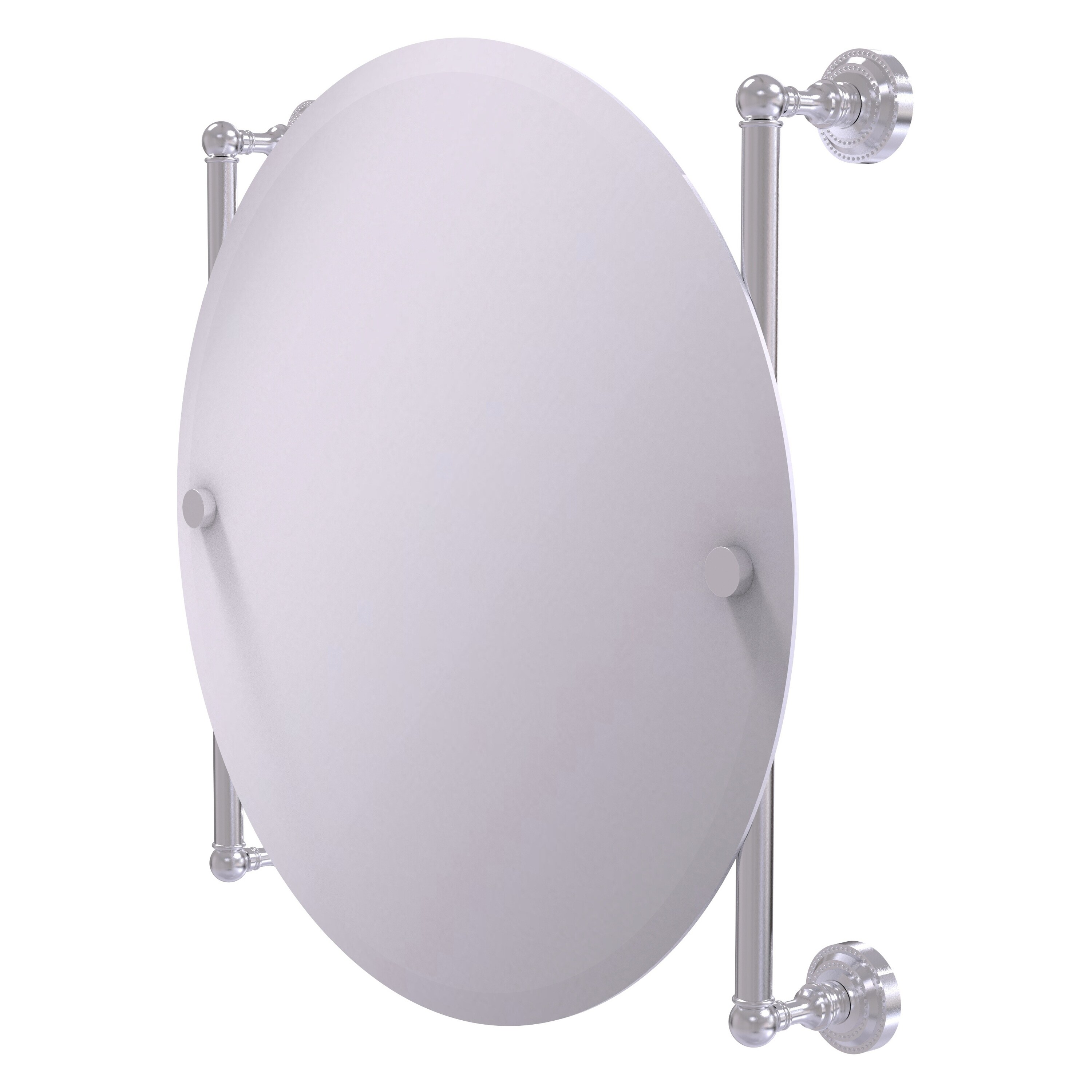 Allied Brass DT-27-90-SCH Dottingham 22-Inches x 22-Inches Beveled Frameless Round Bathroom Vanity Mirror ( Satin Chrome )