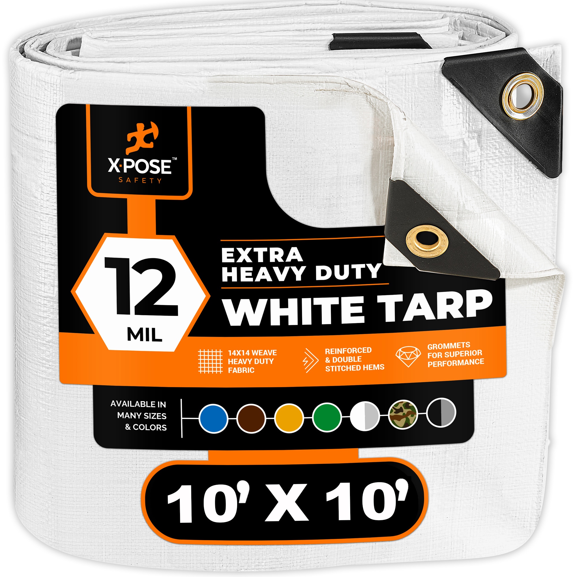 XPOSE SAFETY WHD-1010-X-A 10-ft x 10-ft White Waterproof Commercial Polyethylene 12-mil Tarp