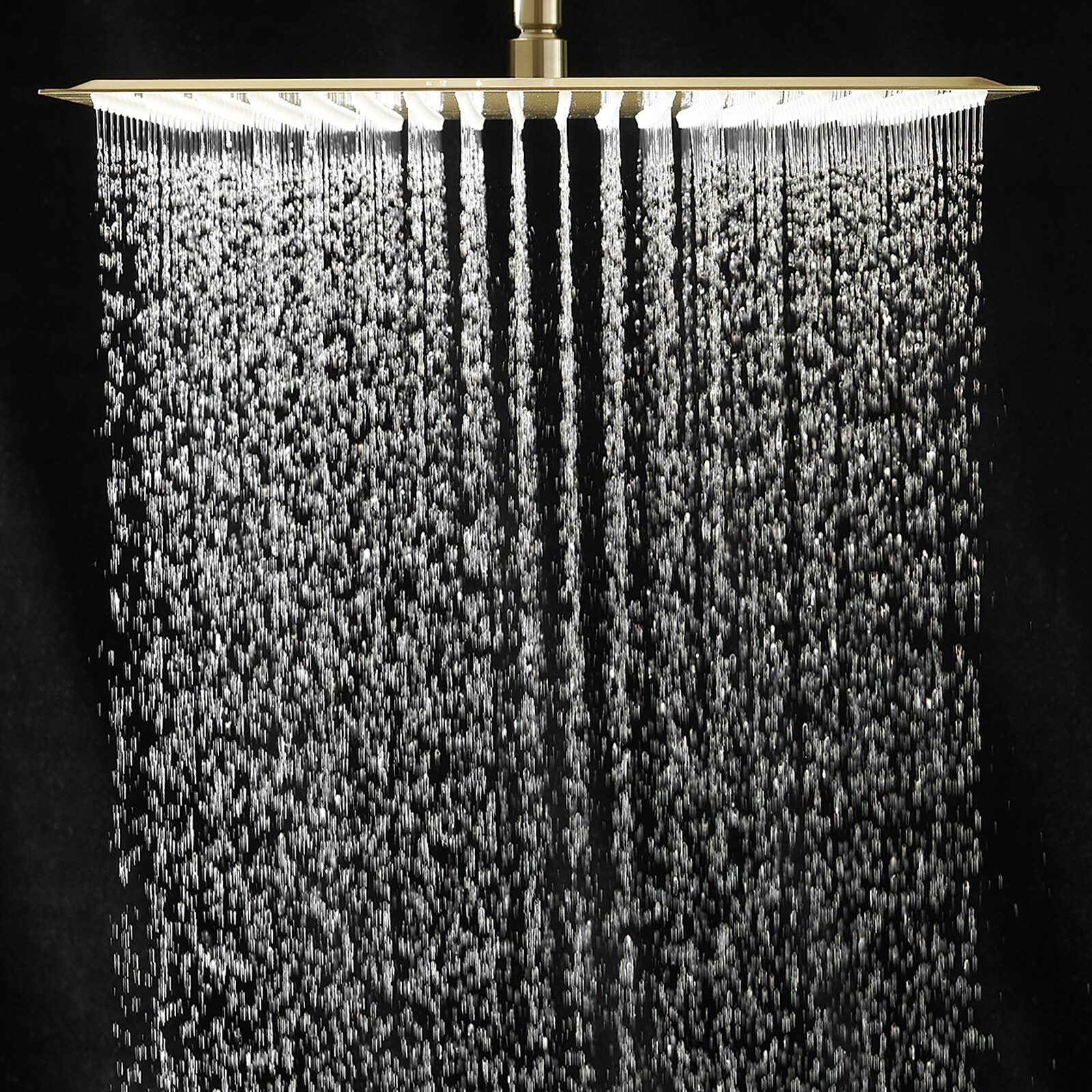1-Spray 16 in. Single Wall Mount Square Fixed Rain Shower Head in Brushed Gold