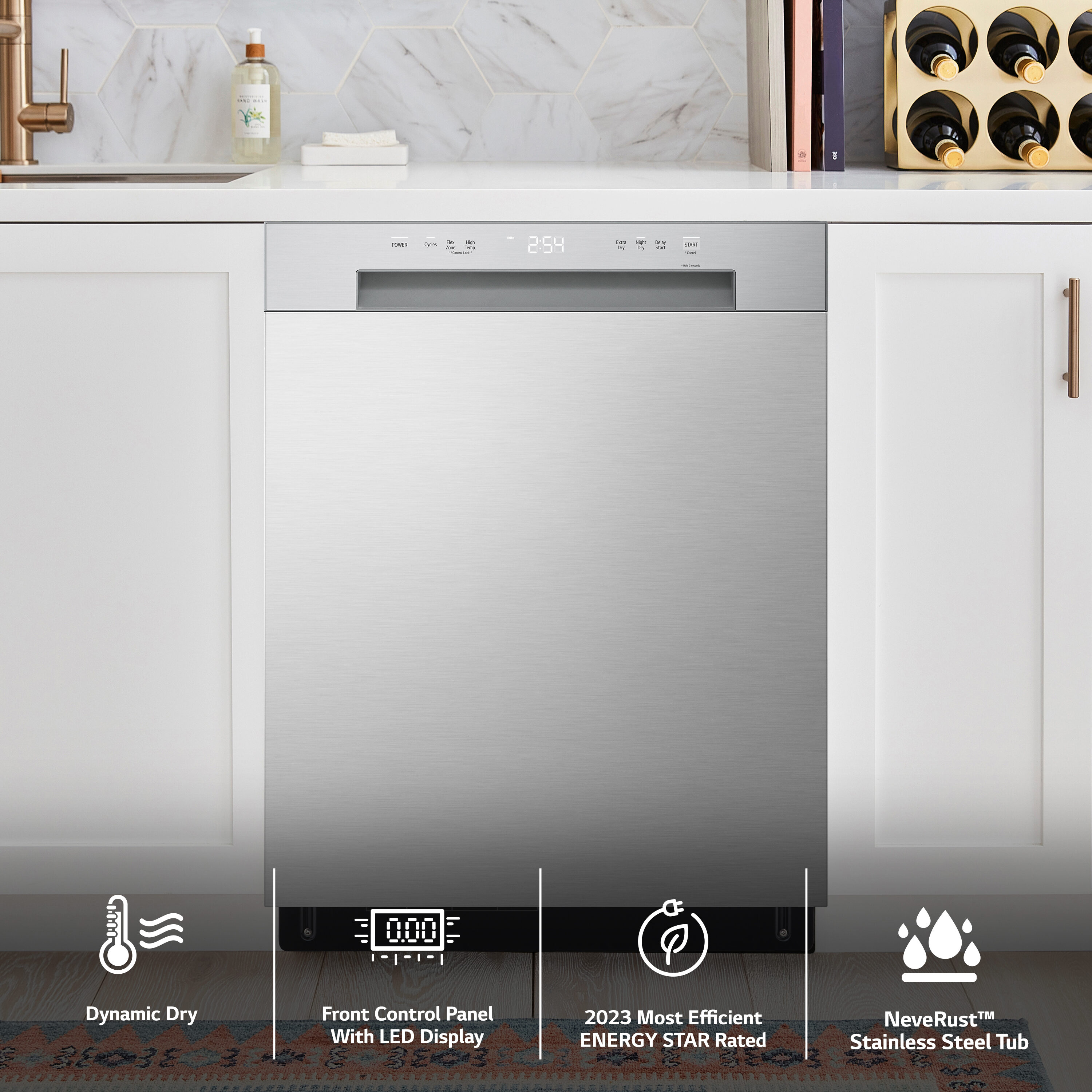 Samsung Front Control 24-in Built-In Dishwasher (Stainless Steel) ENERGY  STAR, 52-dBA in the Built-In Dishwashers department at