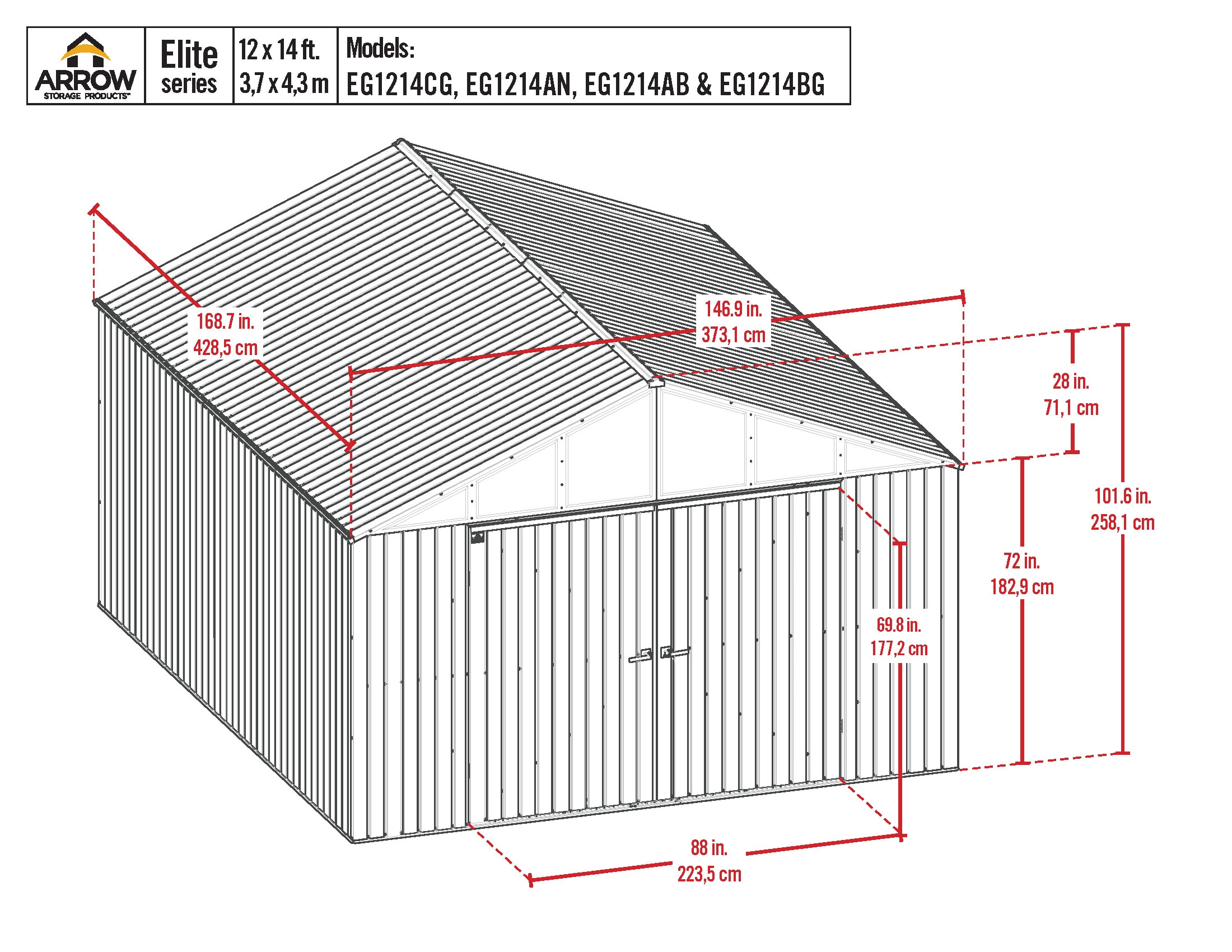 Arrow EG1214BG Metal-Storage-Buildings-Sheds - View #2