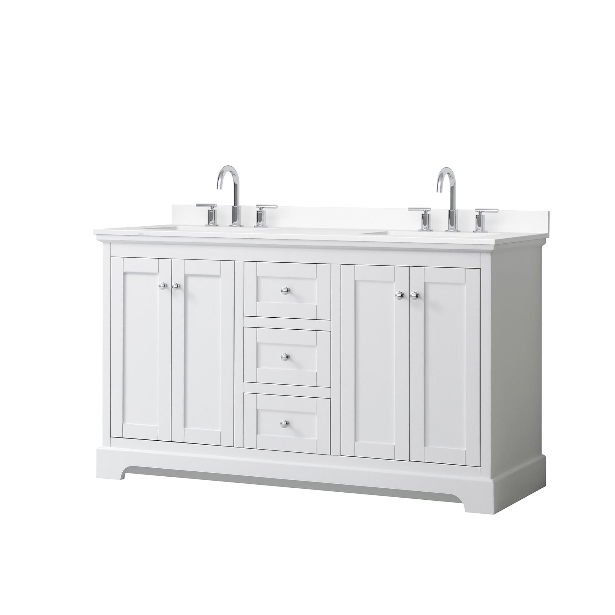 Wyndham Collection - Avery 60-in White with Polished Chrome Trim Undermount Double Sink Bathroom ...
