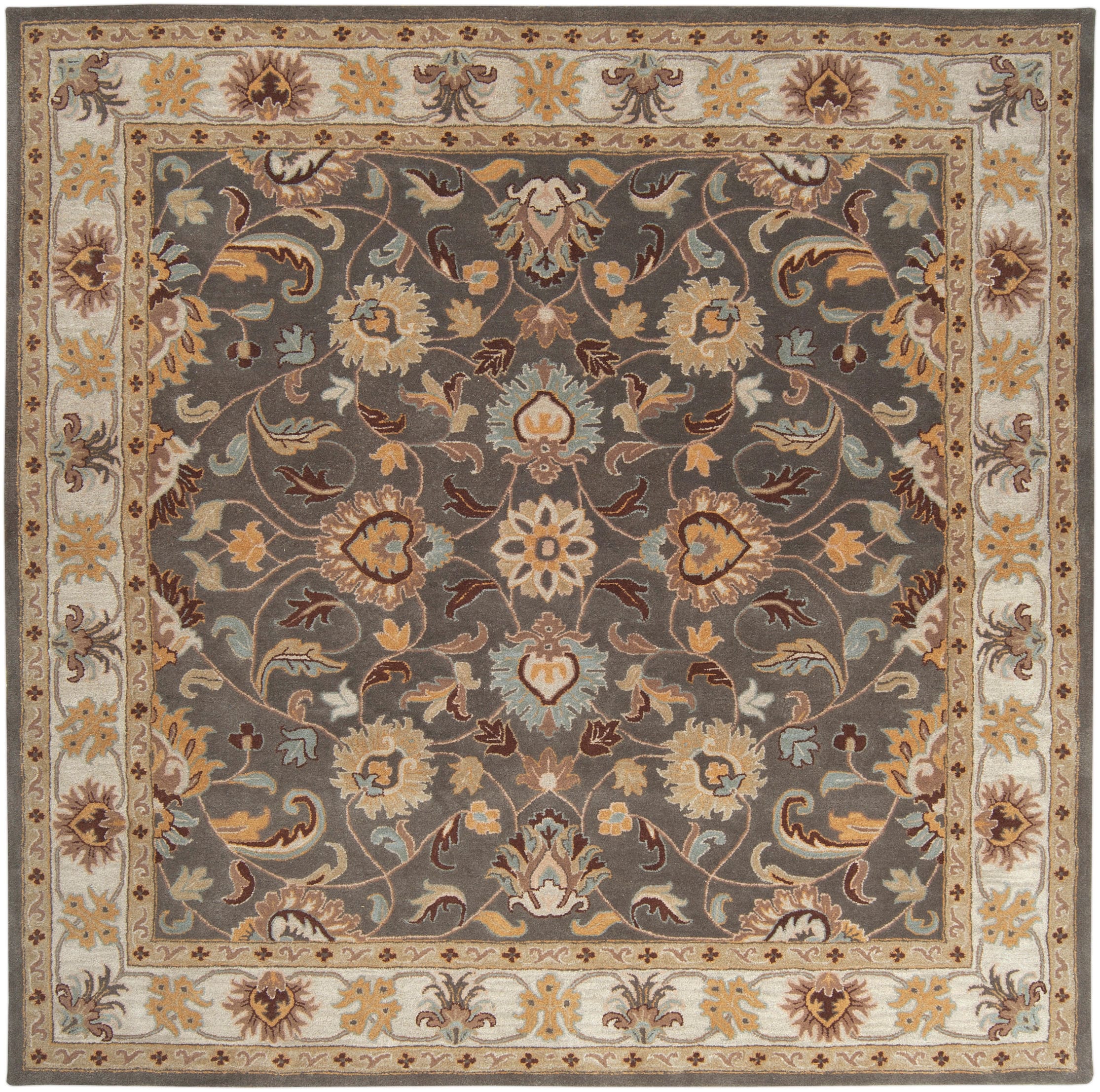 Surya Caesar 8 x 8 Wool Charcoal Square Indoor Border Oriental Area Rug at