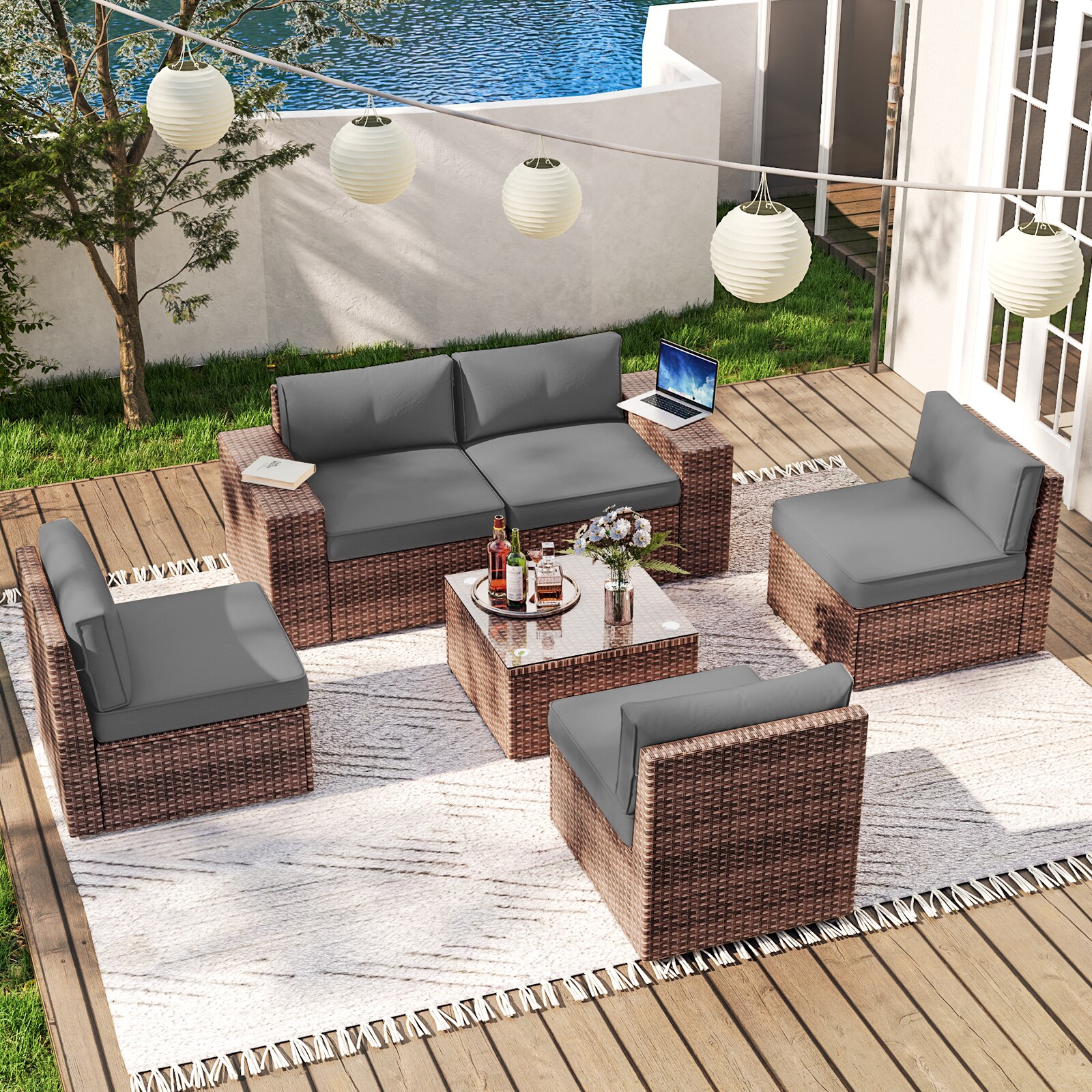 AOXUN G12039RDAB-PCS6 Patio-Conversation-Sets - View #2