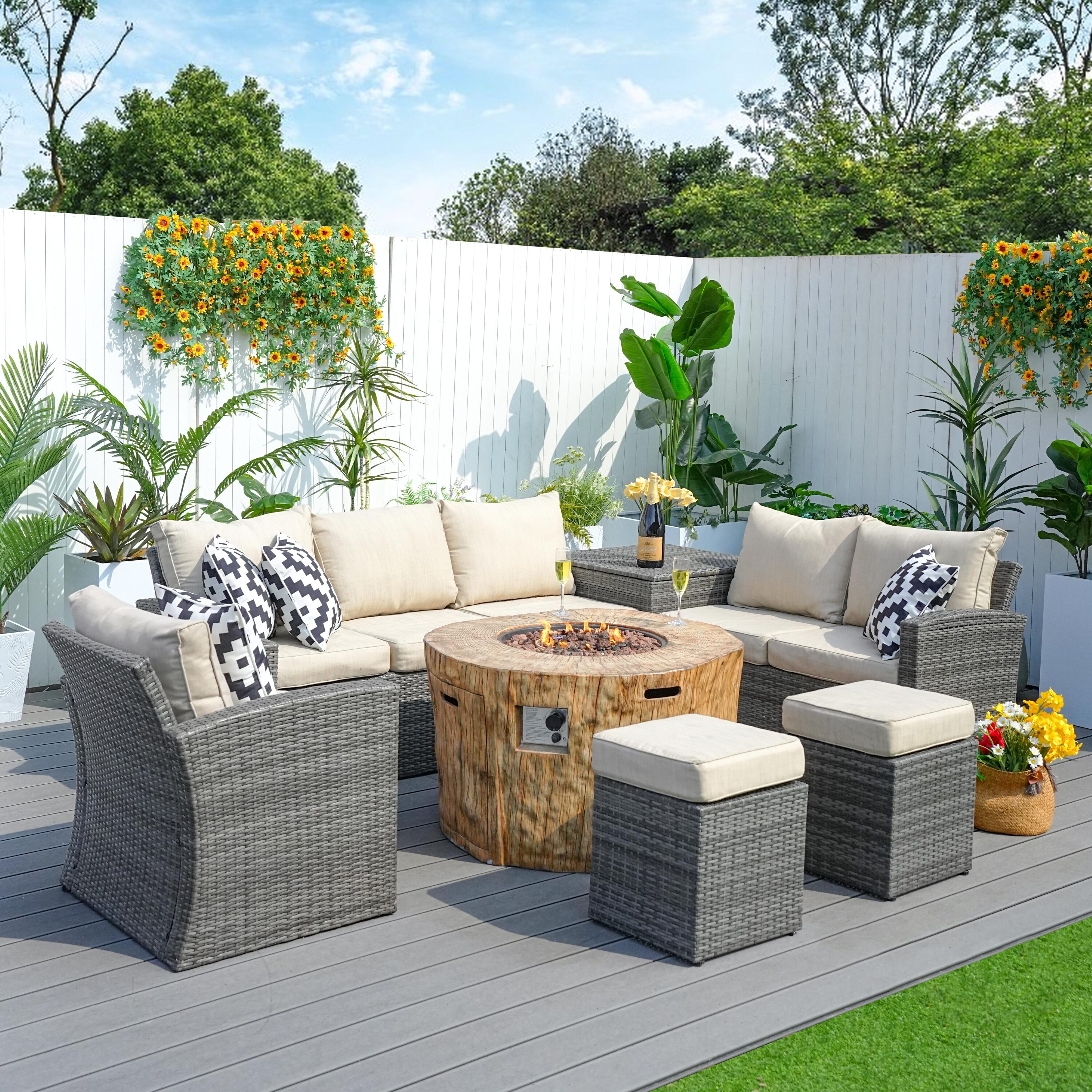 Direct Wicker DWG-1403B2180-GR Patio-Conversation-Sets - View #3
