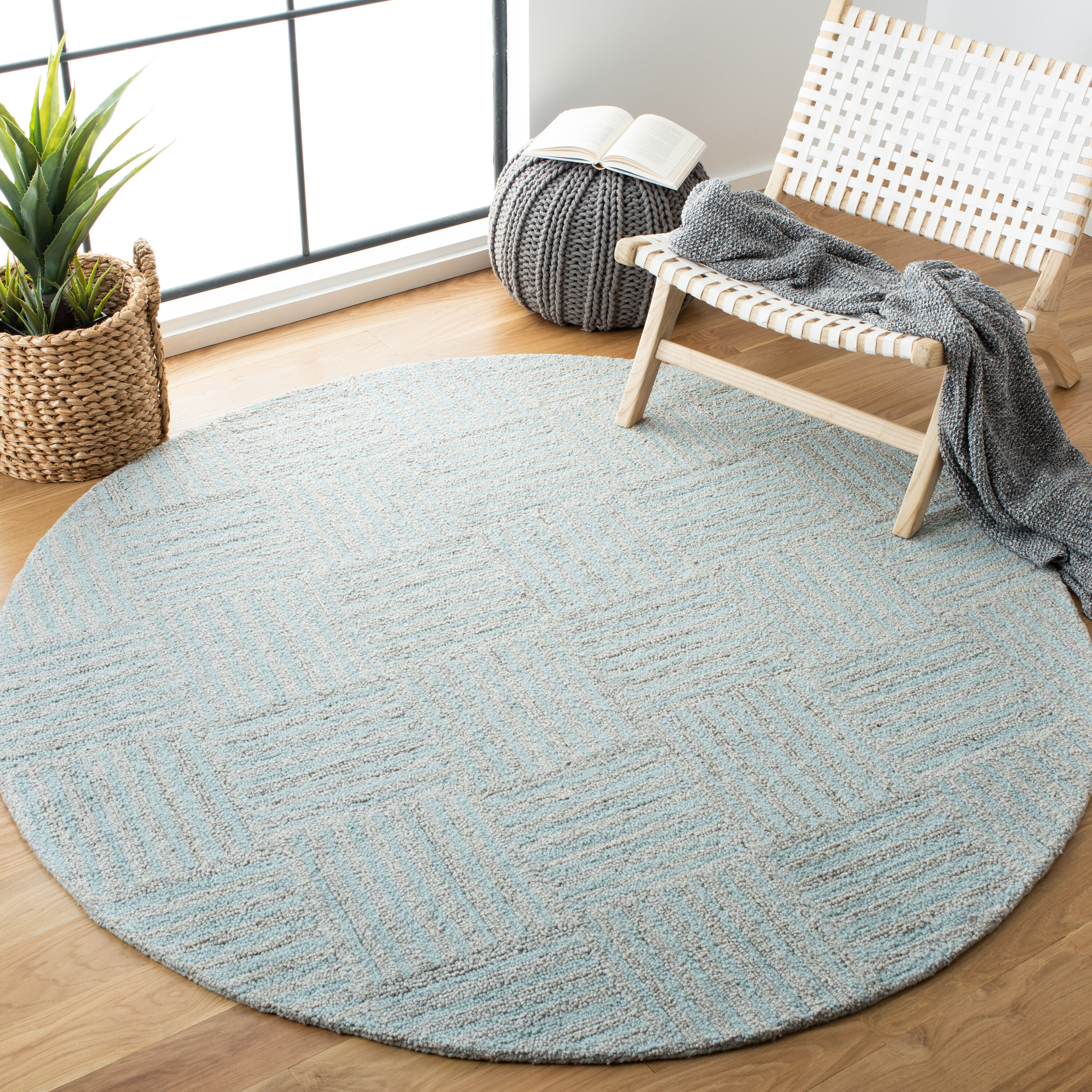 Abstract 602M Blue Grey 6in x 6in Rug