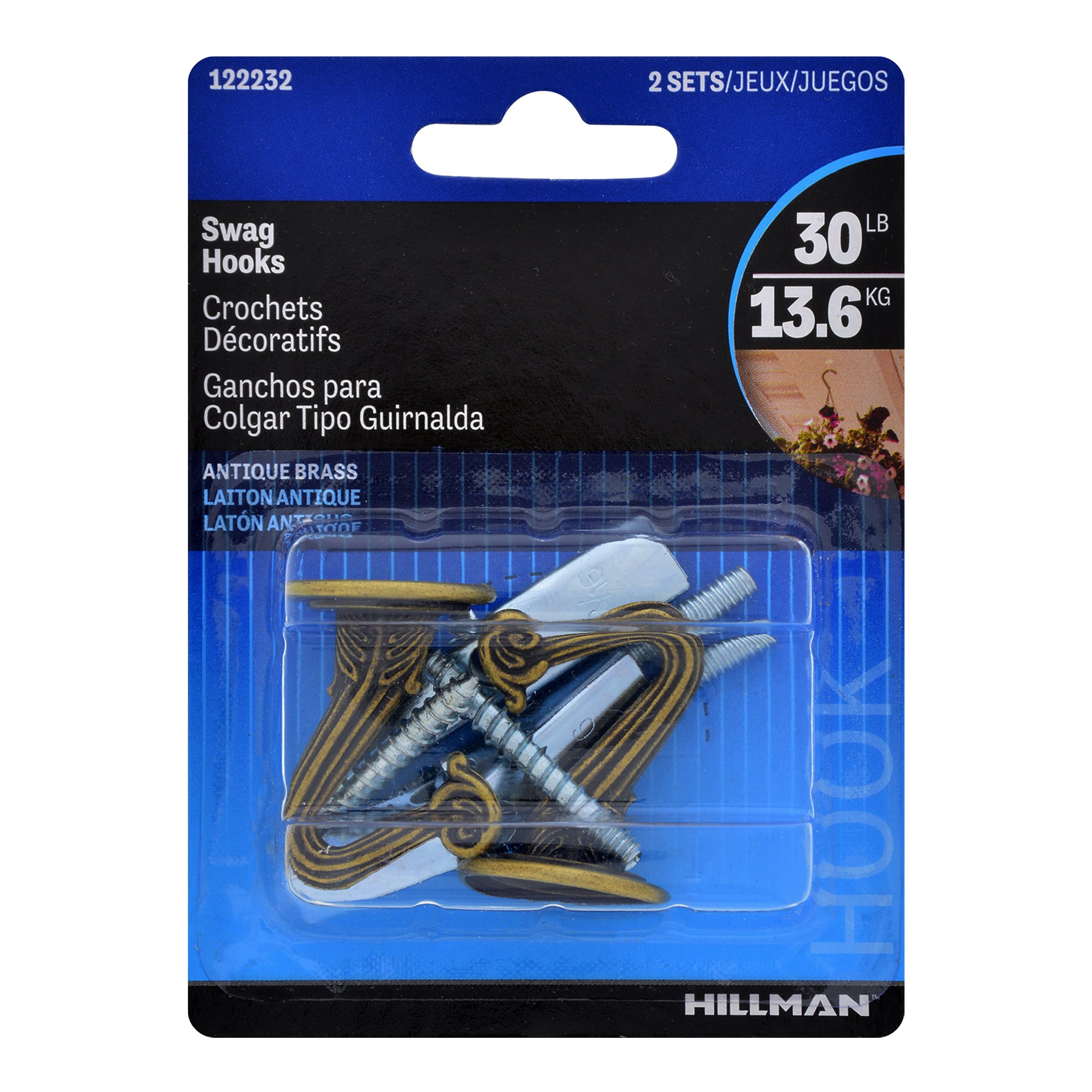 Hillman Hardware Essentials 851855 Cup Hook Brass 1-1/2- 5 Pack