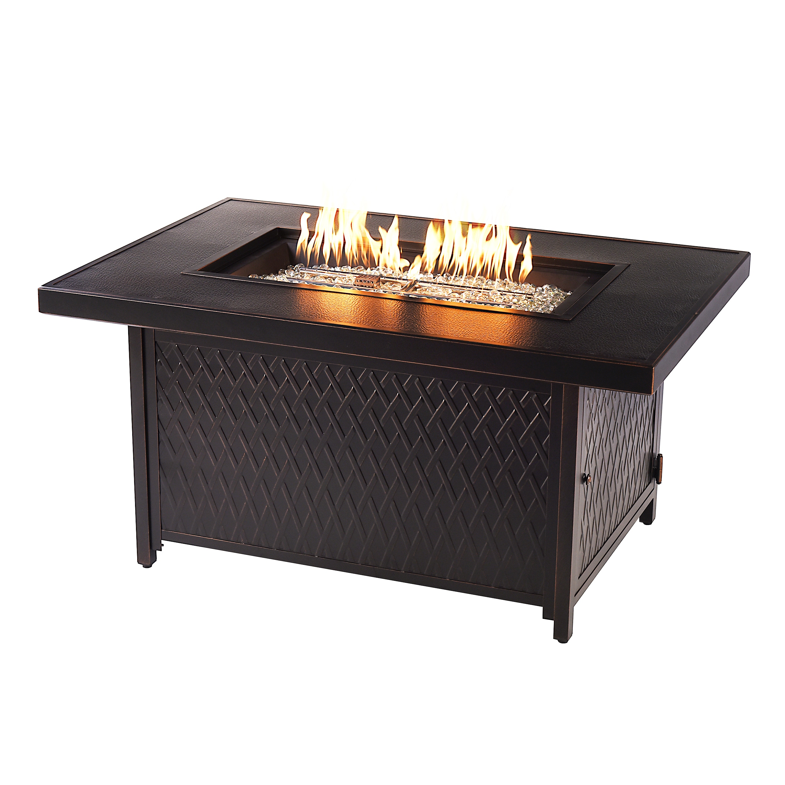 Oakland Living ELK-FPT-AC 48-in W Black Portable Aluminum Rectangle Liquid propane Fire pit table