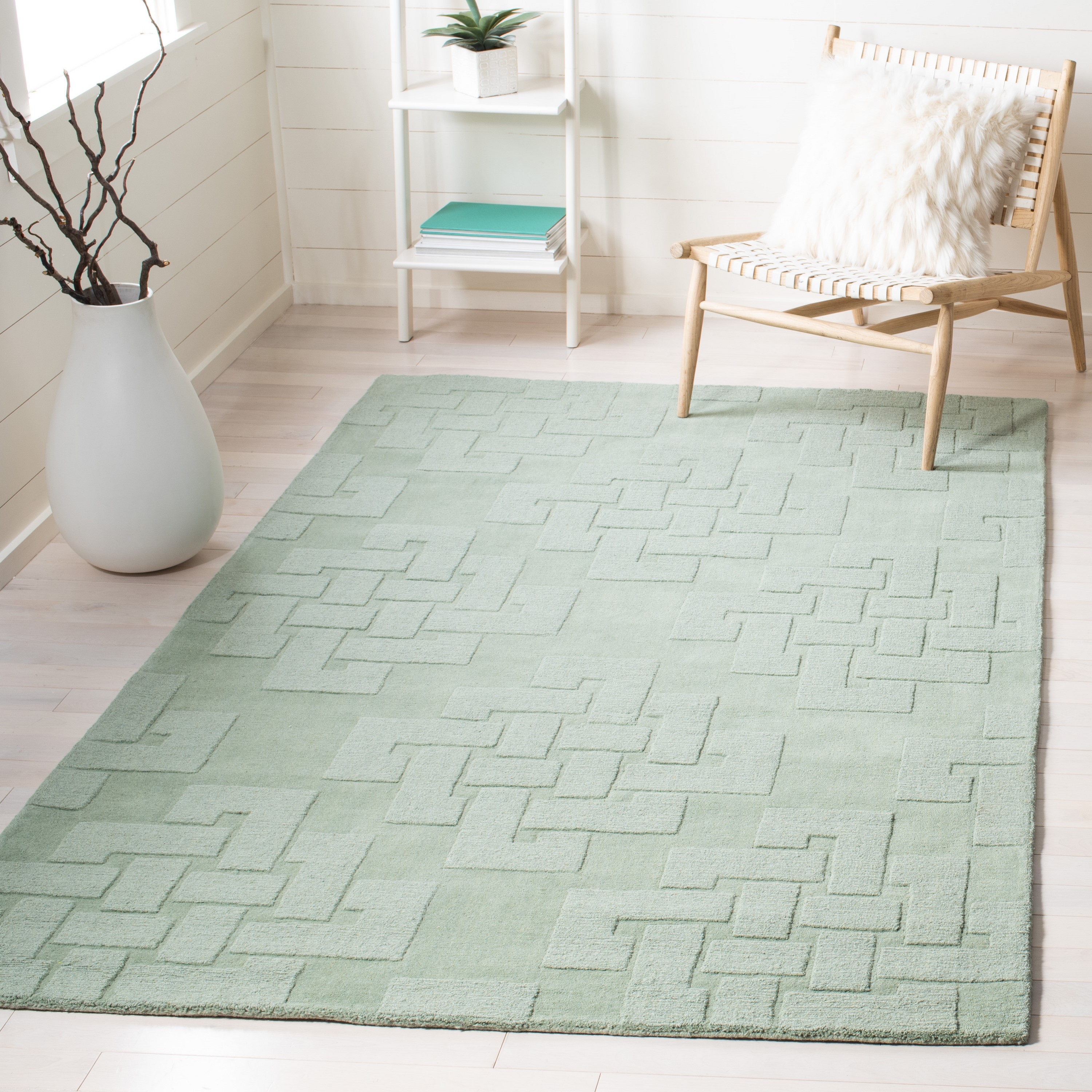 Martha Stewart MSR4950B-5 Knot 5 x 8 (ft) Tufted Wool Sea Anemone Rectangular Indoor Abstract Farmhouse/Cottage Area rug