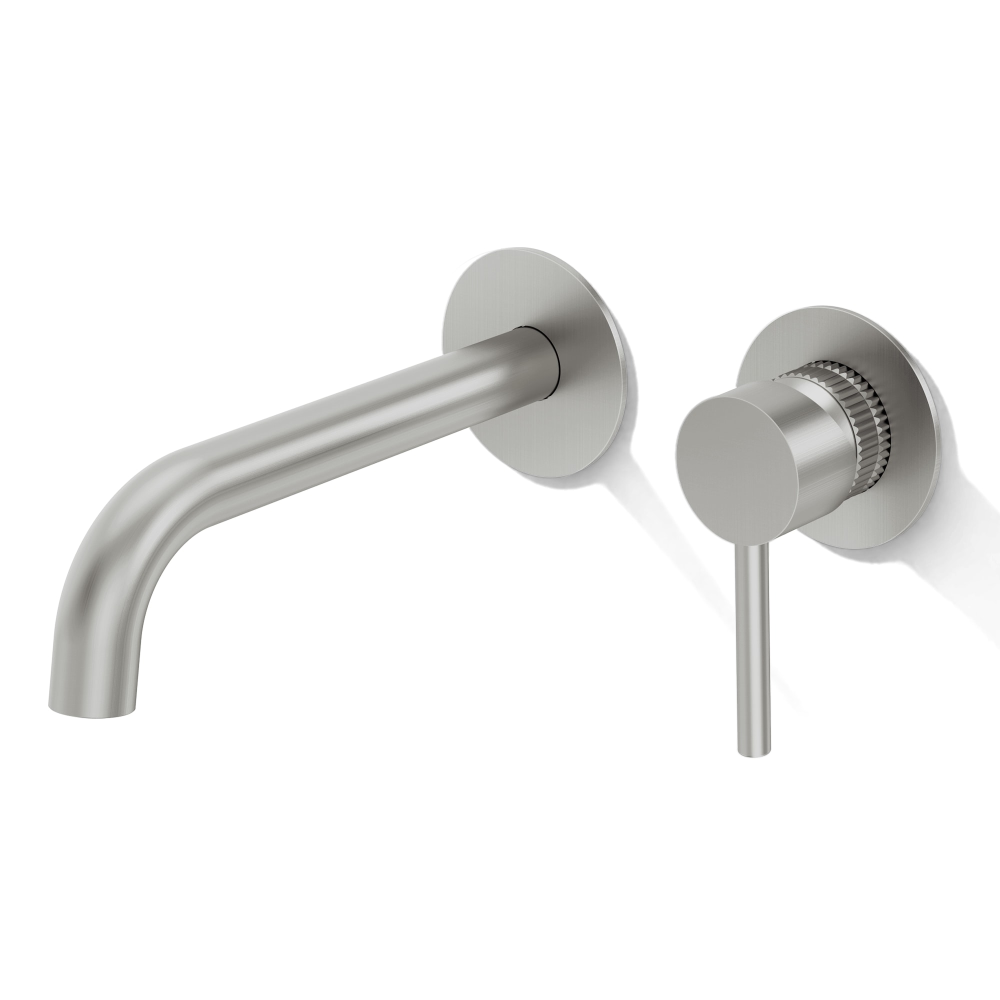 YAWWALK  Brushed Nickel Brass 1-Handle 2-Hole Wall-Mount Bathroom Sink Faucet with Pop-Up Drain