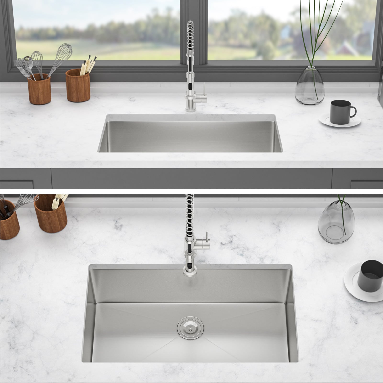 Afhocomp Undermount 33-in x 19-in Stainless Steel 16 Gauge Single bowl Kitchen Sink in Silver