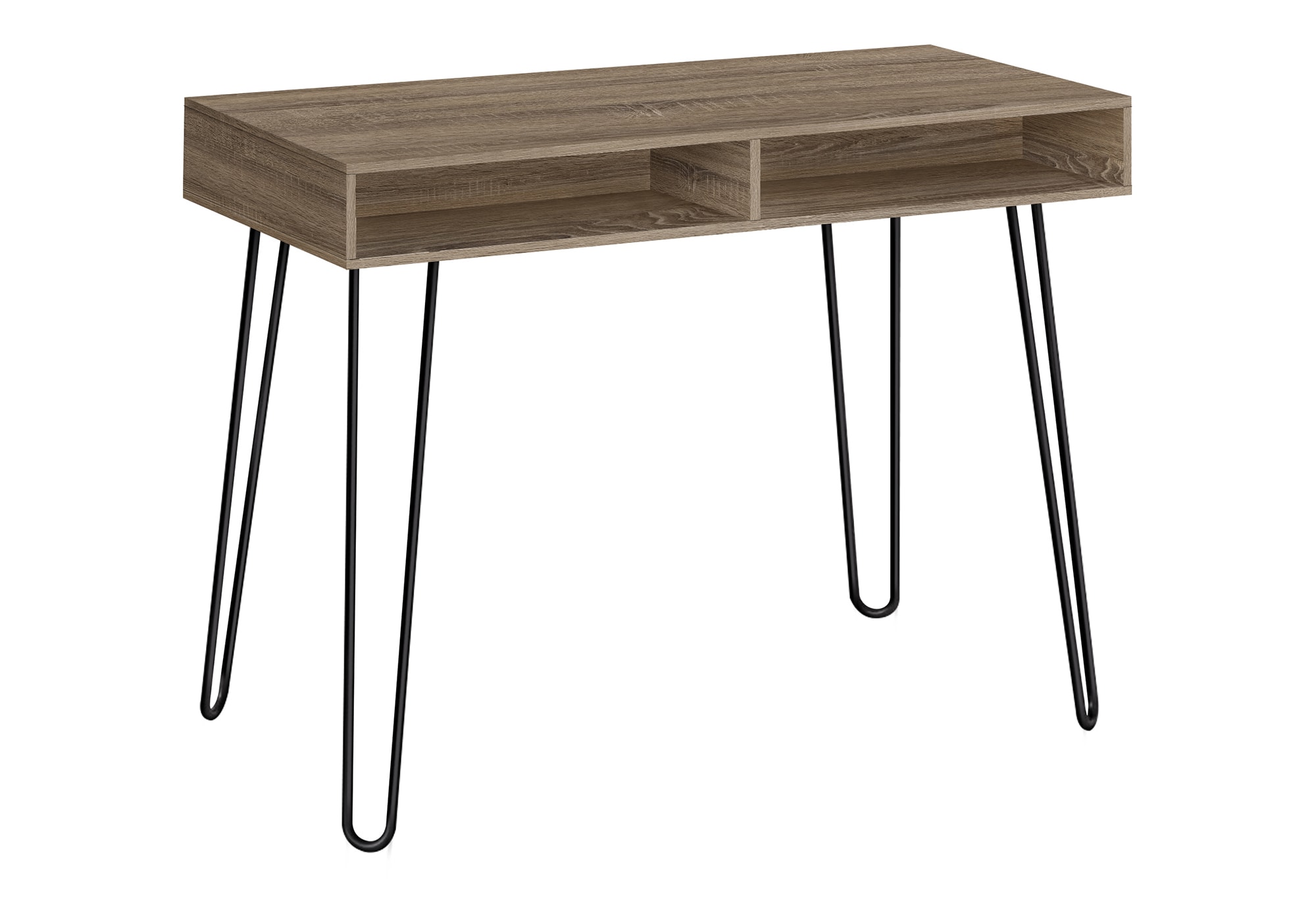 Tatayosi JL-219942 40 Inch Brown Wood Look Computer Desk with Black Hairpin Legs and Open Storage