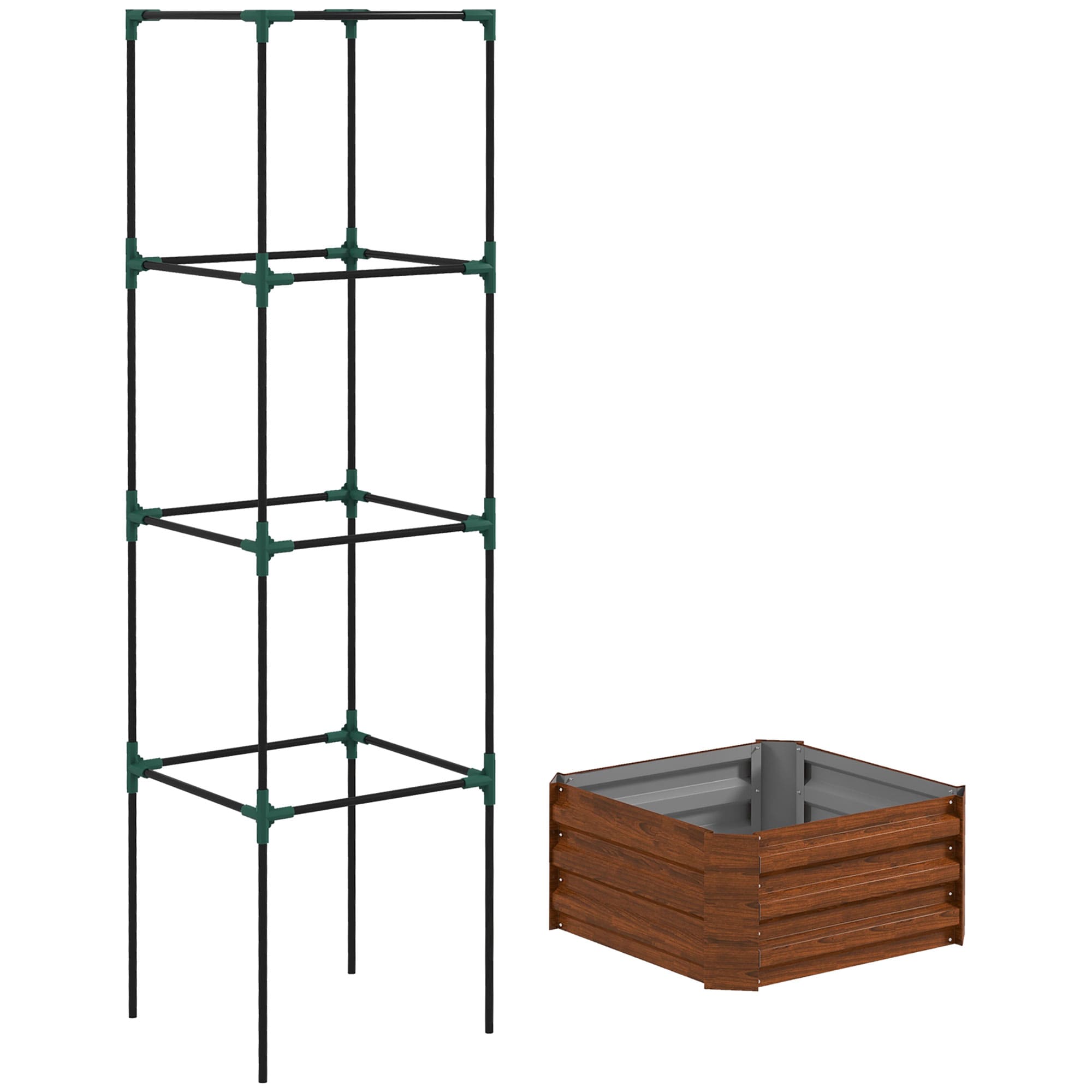 Damerin W230RA 3.67-cu ft 24-in W x 24-in L x 11.75-in H Brown Powder-coated steel Raised Garden Bed