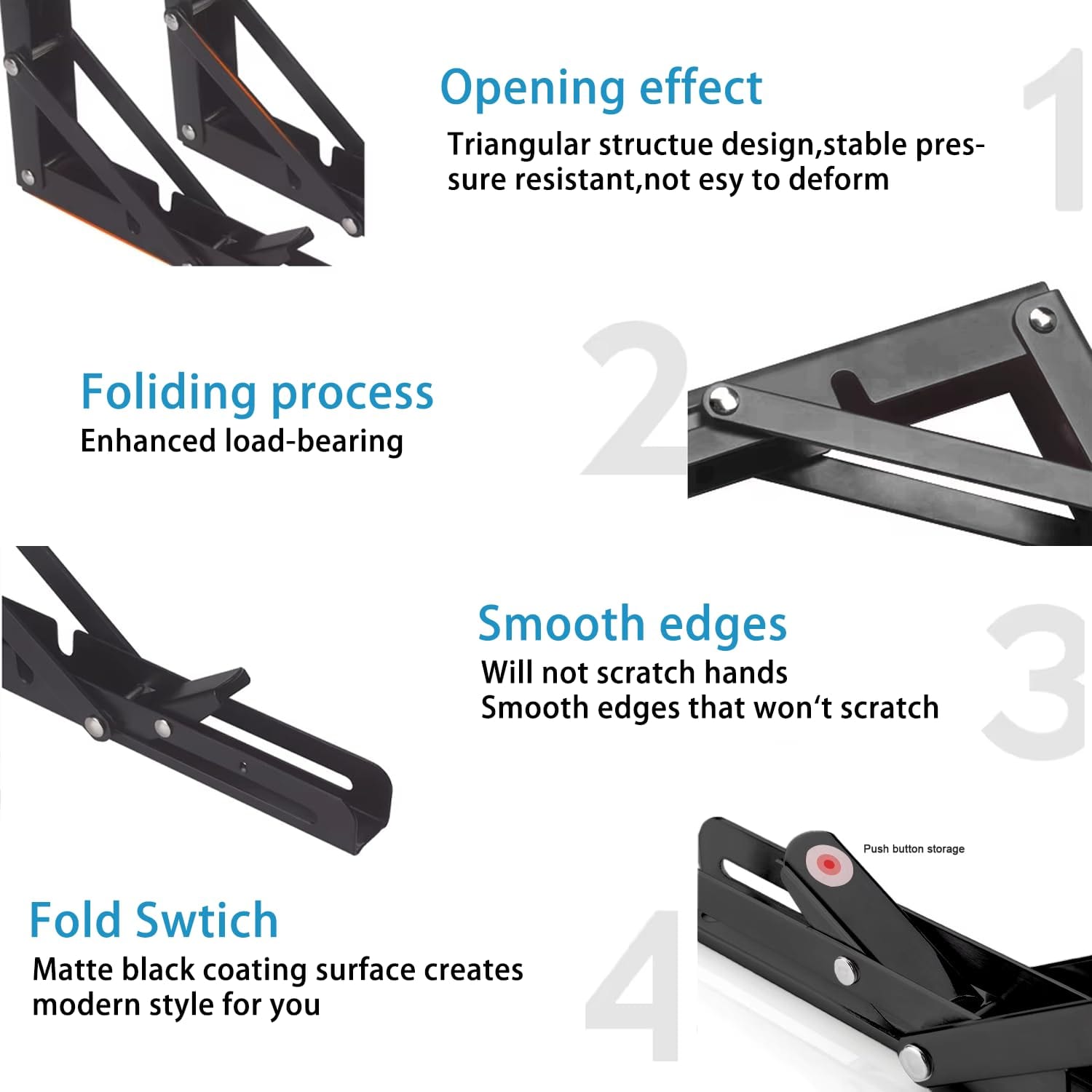 Adrinfly Folding Shelf Bracket 18 inch 2 Piece Wall Mounted Collapsible ...